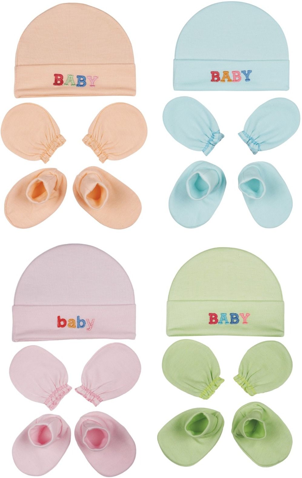 Newborn Baby Mitten Sets with Cap and Booties Set/Newborn Gloves Set