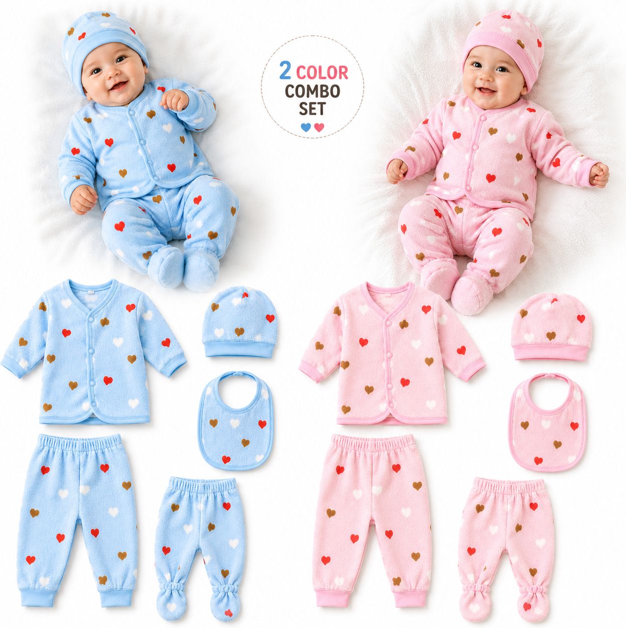Pack of 2 Soft Velvet Baby Clothes Set for Baby Boys & Girls-image-1