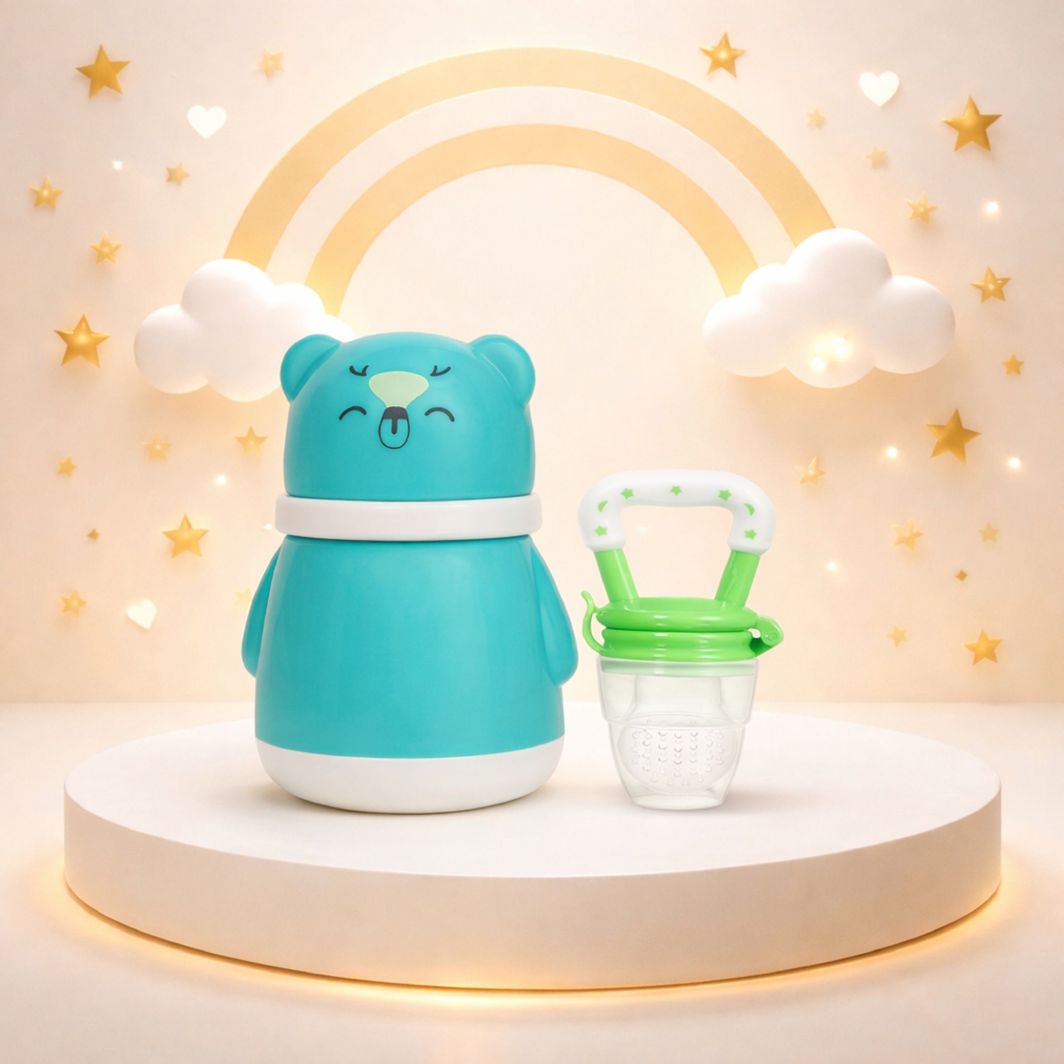 the cheeky kidzz Baby Powder Puff Case with Fruit Feeder Nibbler Teether BPA Free-picture-10