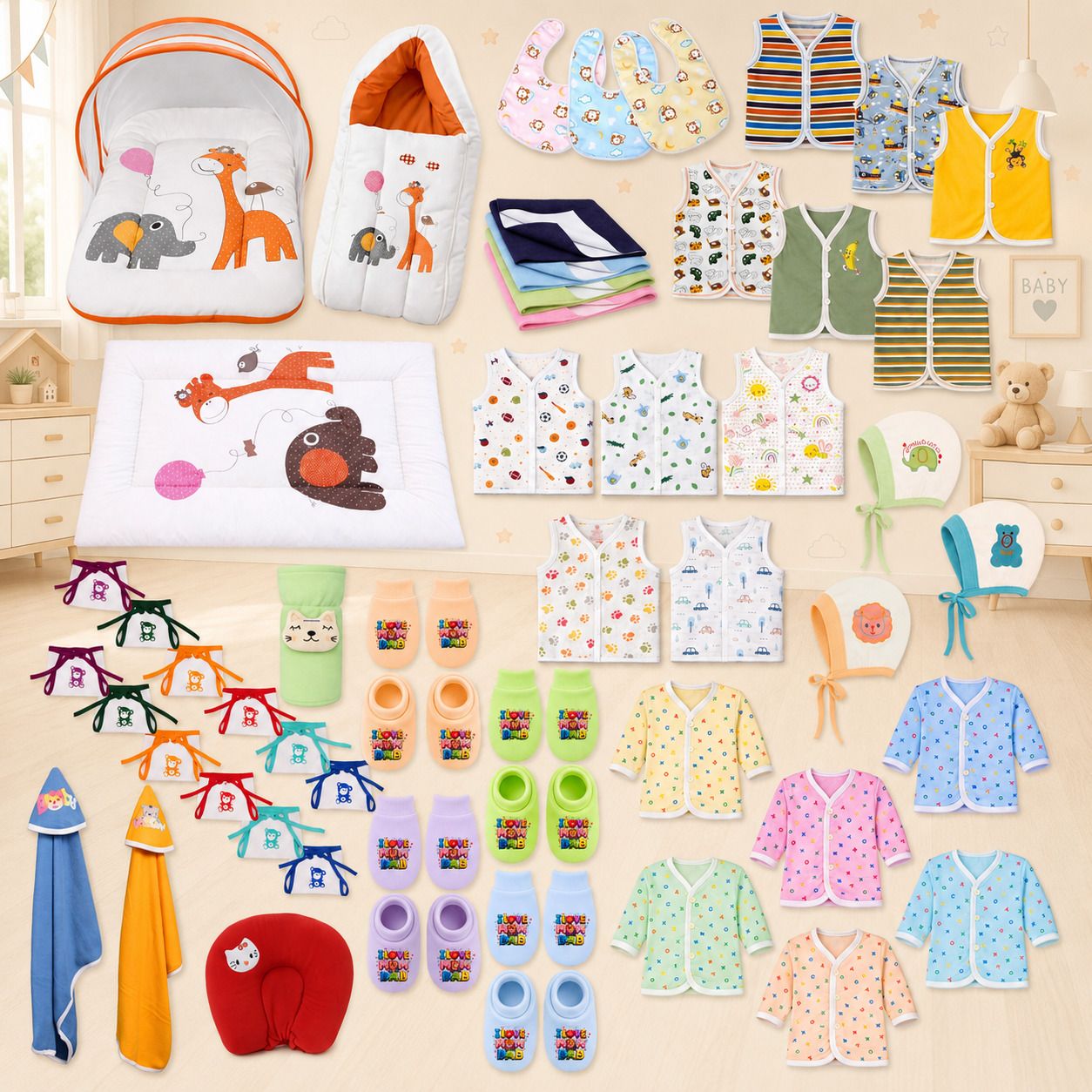 toddylon New Born Baby Bedding & Clothing 54 Items Combo Pack-picture-37