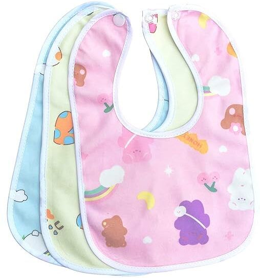 Baby Bibs Apron for Feeding Cute Animated Print with Tich Button (Pack of 3)-image-18