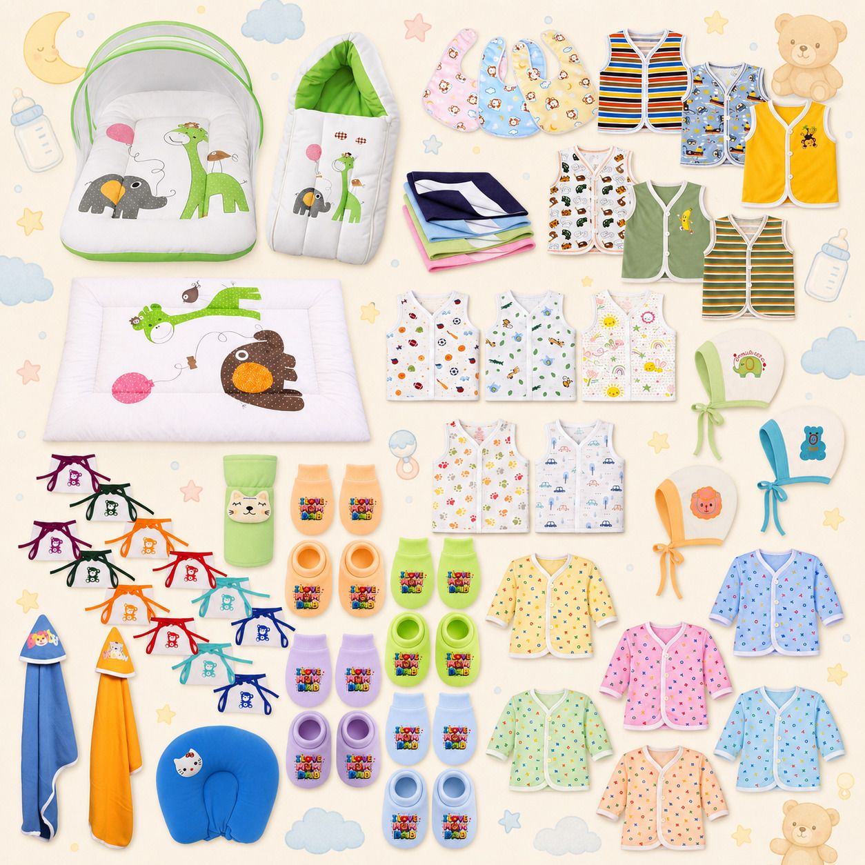toddylon New Born Baby Bedding & Clothing 54 Items Combo Pack-picture-2