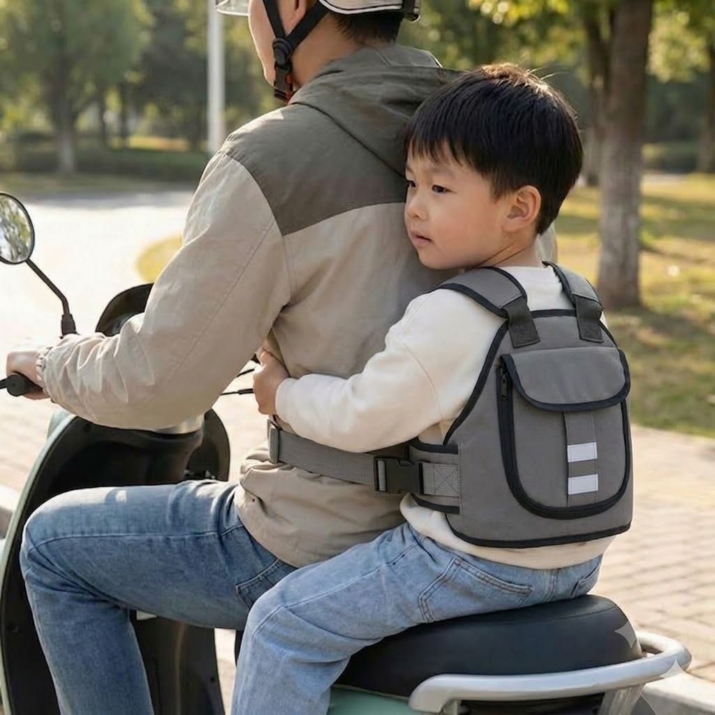 Kids Two Wheeler Safety Belt Harness for Sitting Back Adjustable Travel Straps Baby Carrier-image-8