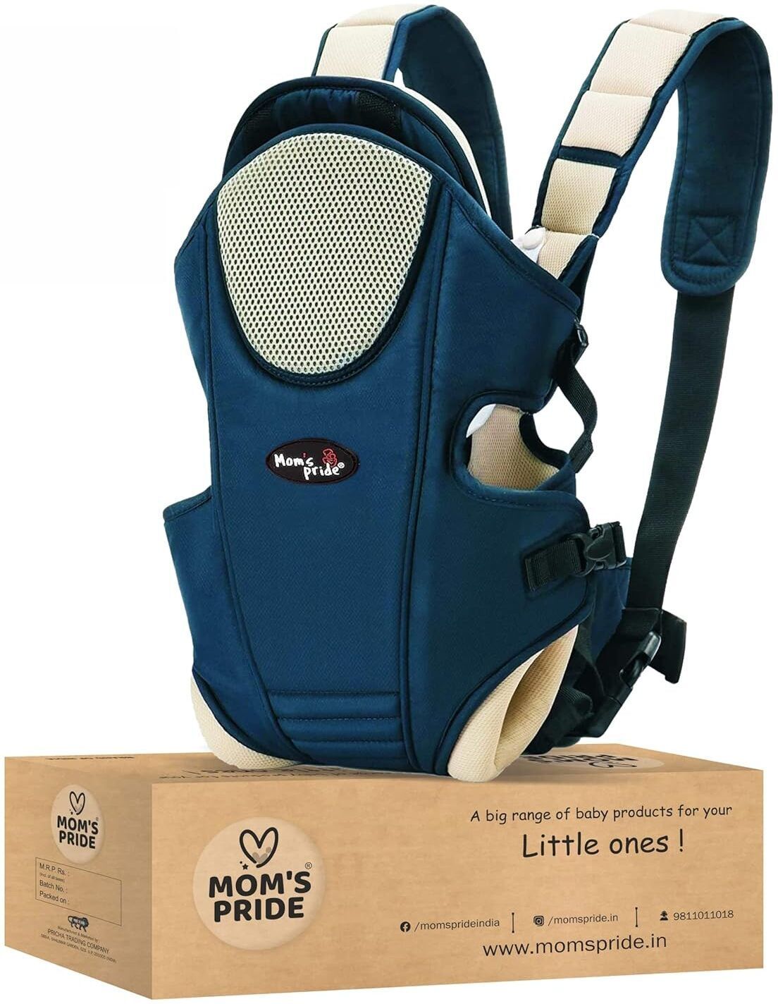 Adjustable Baby Carrier Bag (Navy-Cream, Front carry facing out) (RFR) Baby Carrier-image-36