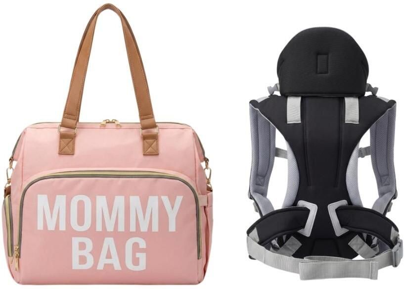 nikkipuchu Peach & Black Mommy Bag with Ergonomic Baby Carrier Set Baby Carrier-picture-11