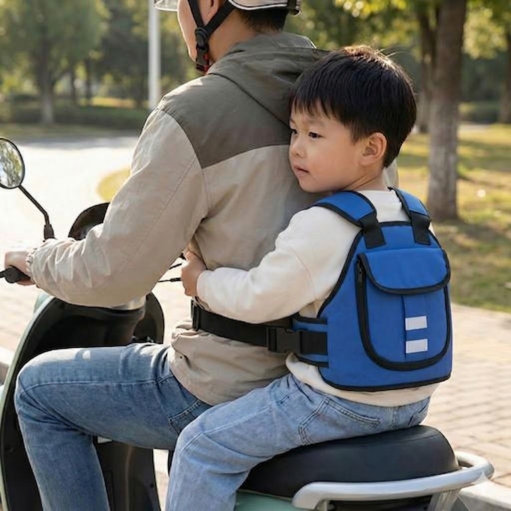 Kids Two Wheeler Safety Belt Harness for Sitting Back Adjustable Travel Straps Baby Carrier-image-7
