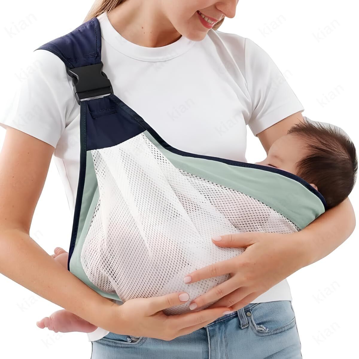 Baby Sling Carrier Wrap Cotton, Breastfeeding and Stroller Cover Adjustable Baby Carrier-image-37
