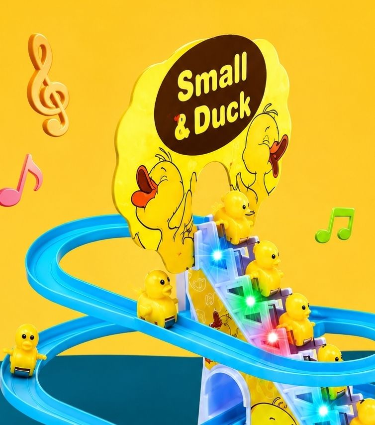 Happy Duck Track Set Toys for Kids Climbing Stairs Dancing Duck Slide Toy Baby Carrier-image-29