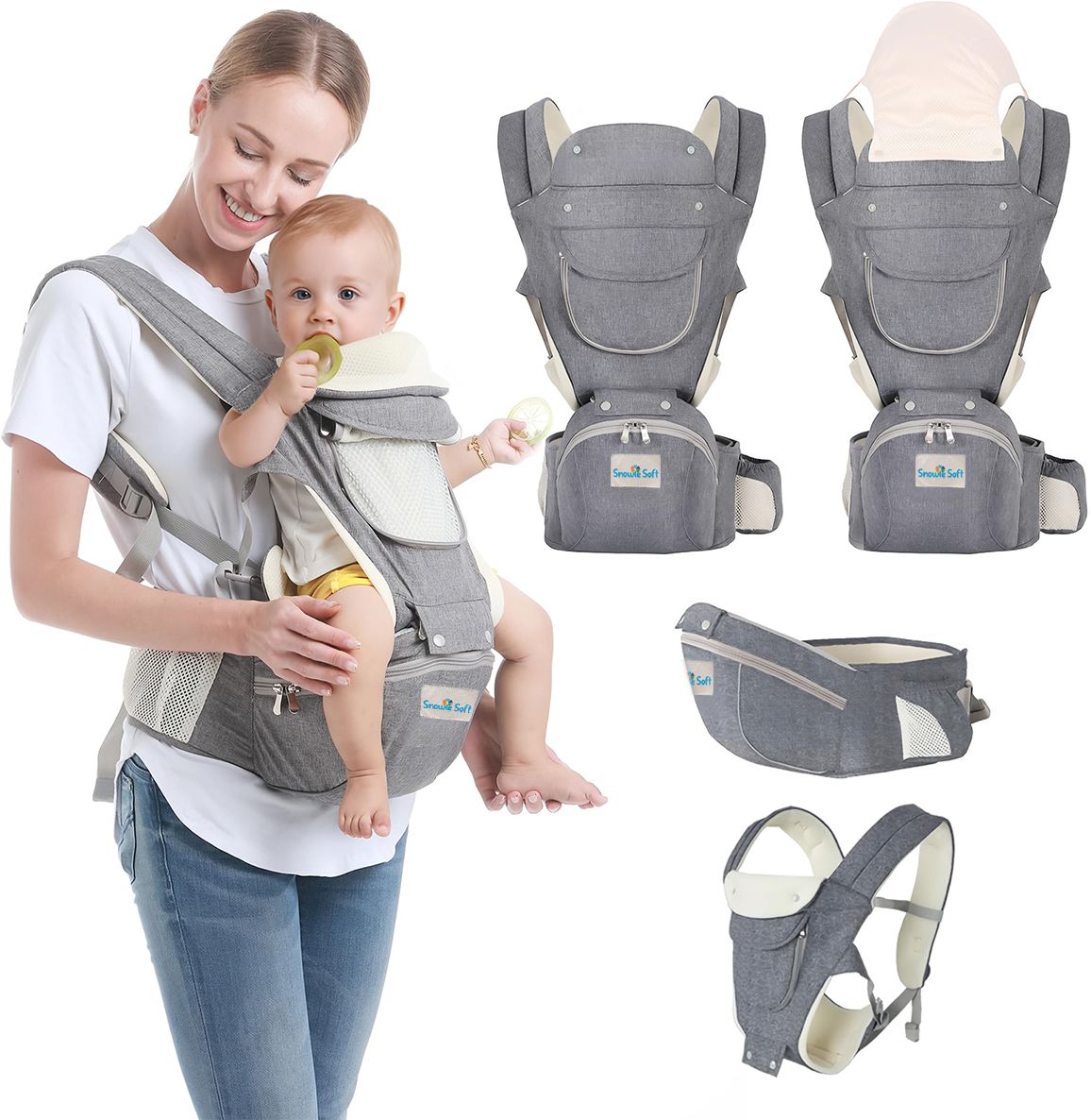 gustave Ergonomic 3 in 1 Baby Carrier with Detachable Hip Seat and Adjustable Straps Baby Carrier-picture-33