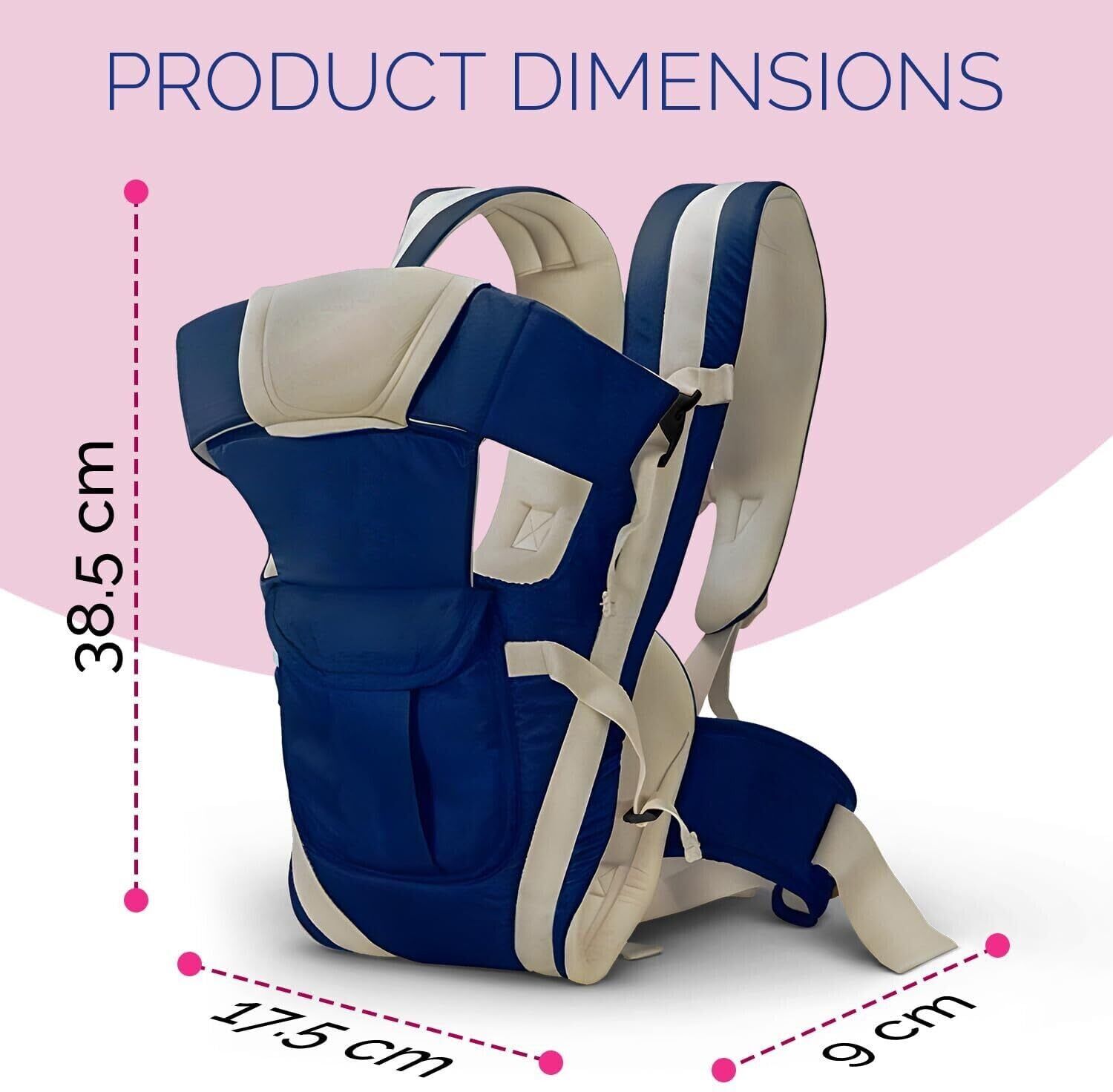 Baby Carrier with 4 carry positions, for 4 to 24 months baby, Max weight Up to 15 Kgs 4-in-1 Adjustable Baby Carrier Cum Kangaroo Bag/Honeycomb Texture Baby Carry Sling/Back/Front Carrier for Baby with Safety Belt and Buckle Straps (Blue) Baby Carrier-image-30