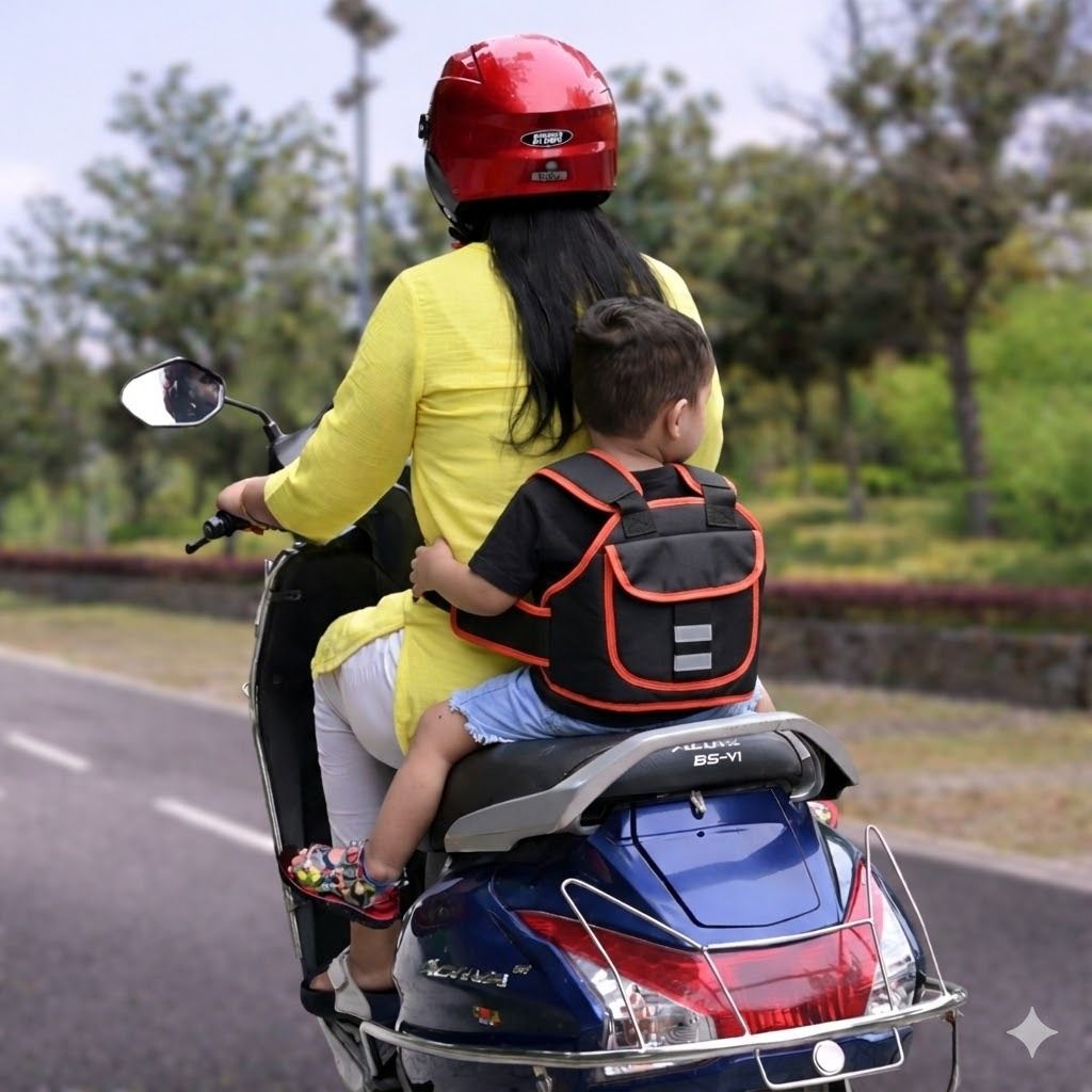 Kids Two Wheeler Safety Belt Harness for Sitting Back Adjustable Travel Straps Baby Carrier-image-6