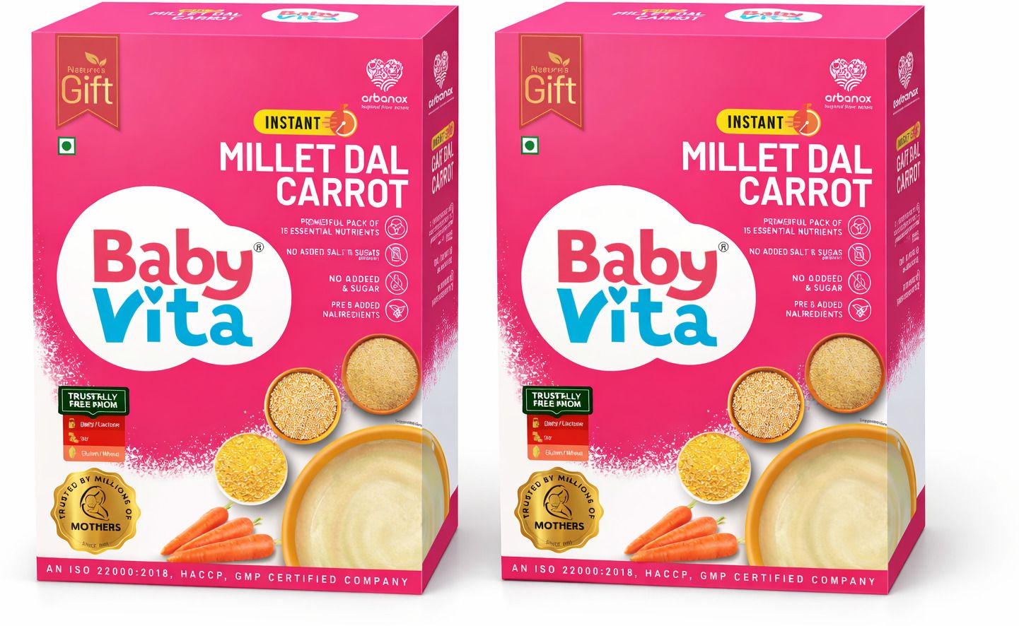 Millet Dal Carrot Powder Mix Natural Baby Food | No Added Salt/Sugar | Pack of 2 Cereal-image-21