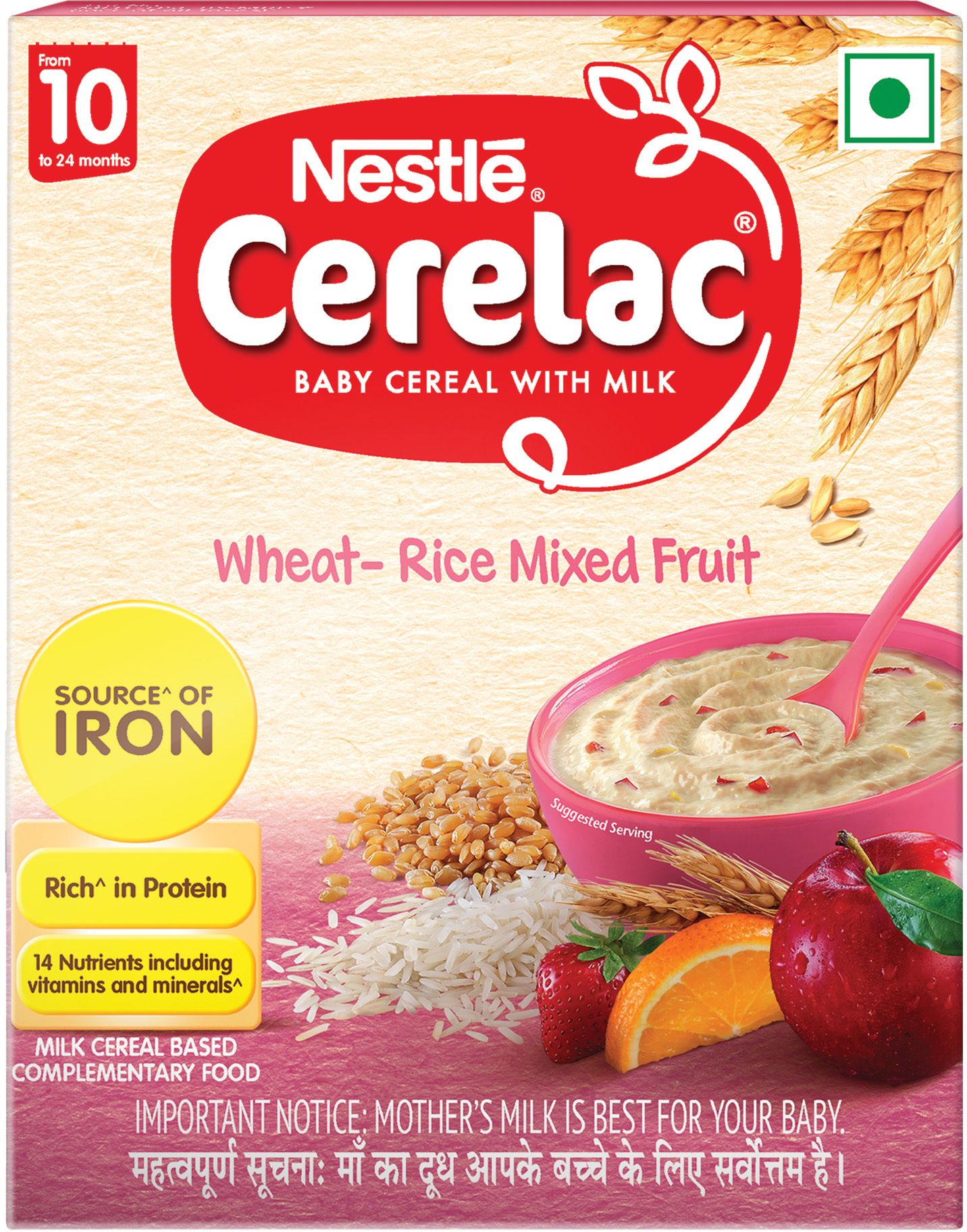 Wheat Rice Mixed Fruit Baby Food for 10 to 24 Months Baby Source of Iron&Protein Cereal