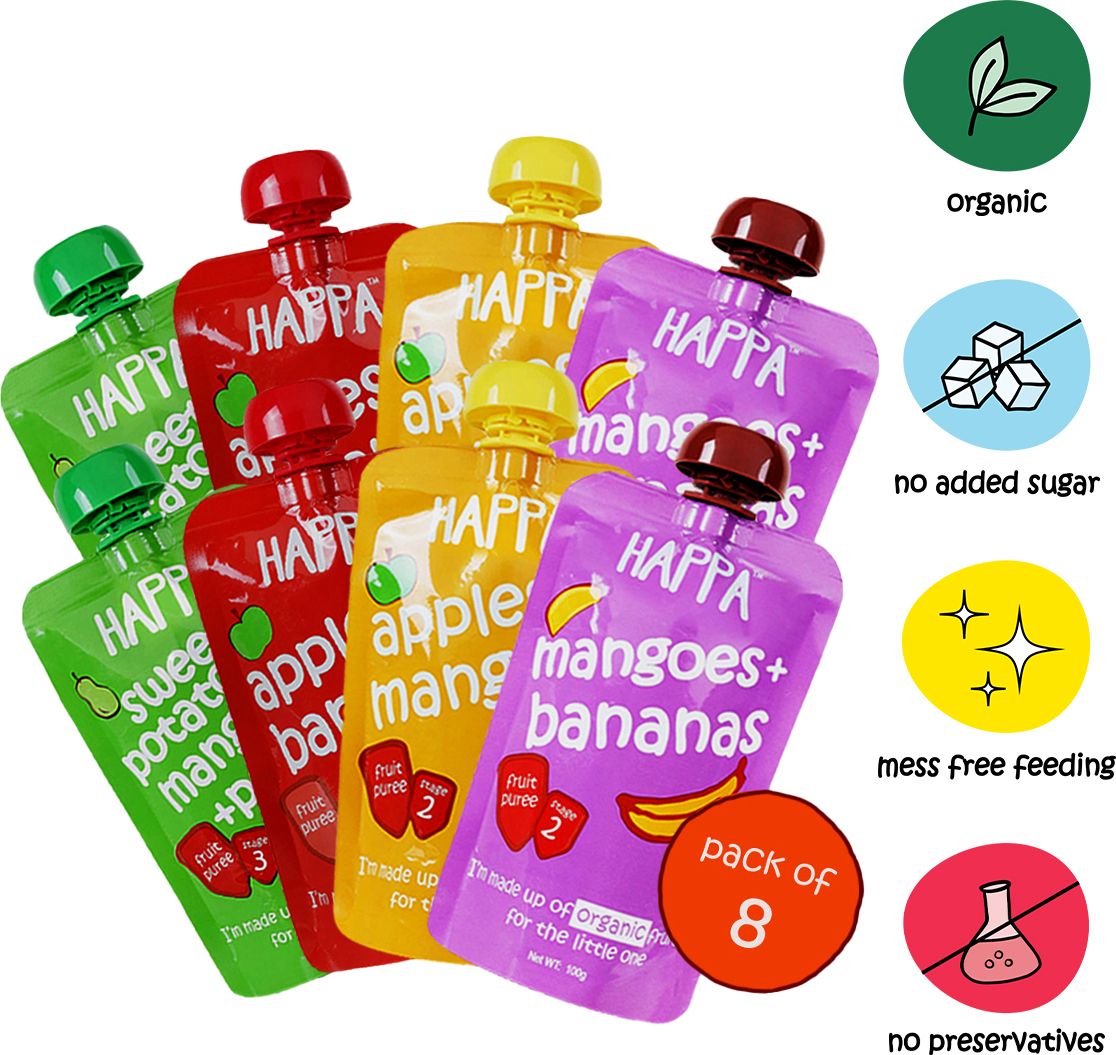 Organic Baby Food, Fruit Puree (Apple+Mango, Mango+Banana, Apple+Banana, Sweet Potato+Mango+Pear) Baby Food, , kids&baby Cereal-image-49