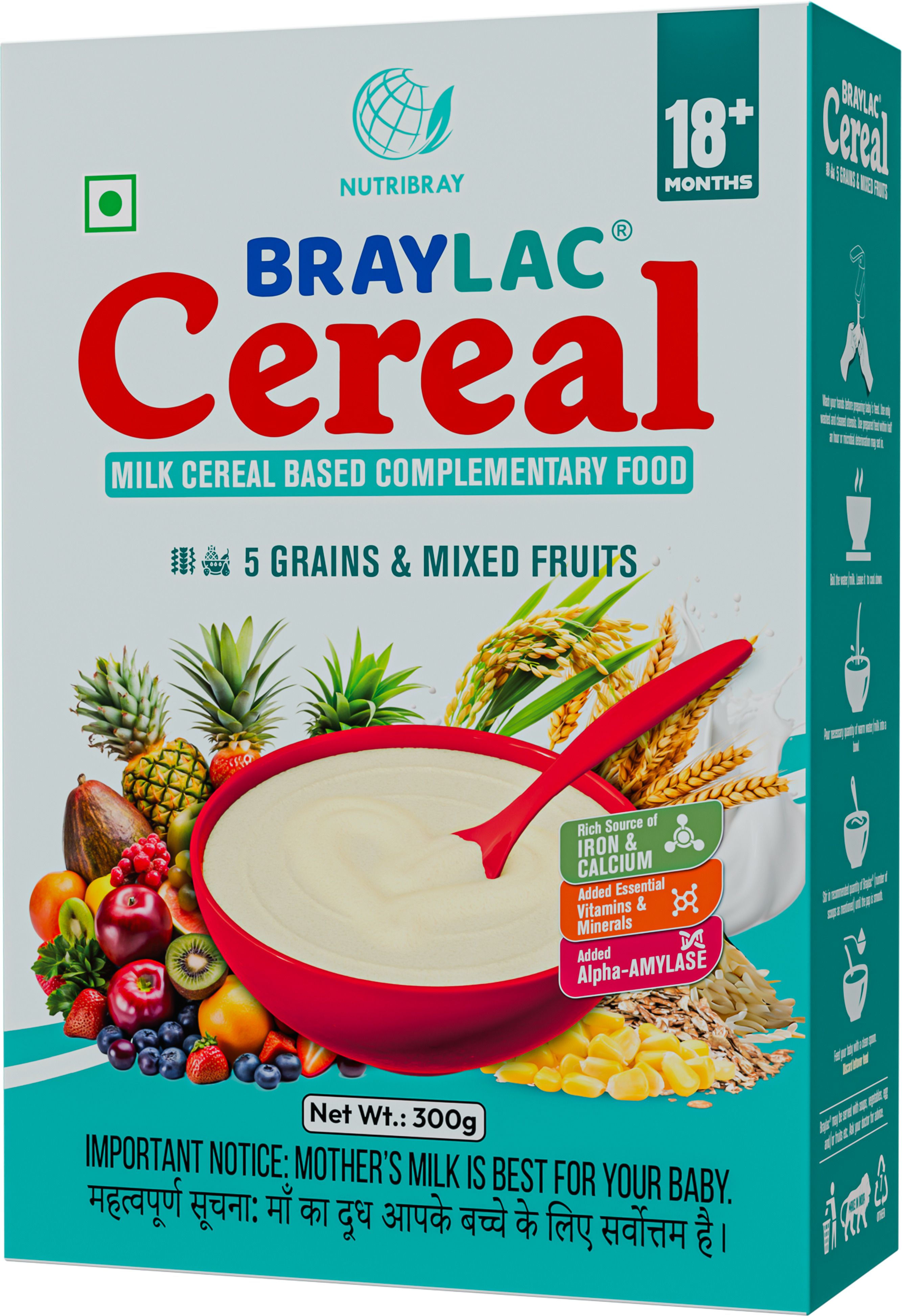 5 Grains & Mixed Fruit Bag in Box | 300 gm for 18 to 24 months baby Cereal-image-39