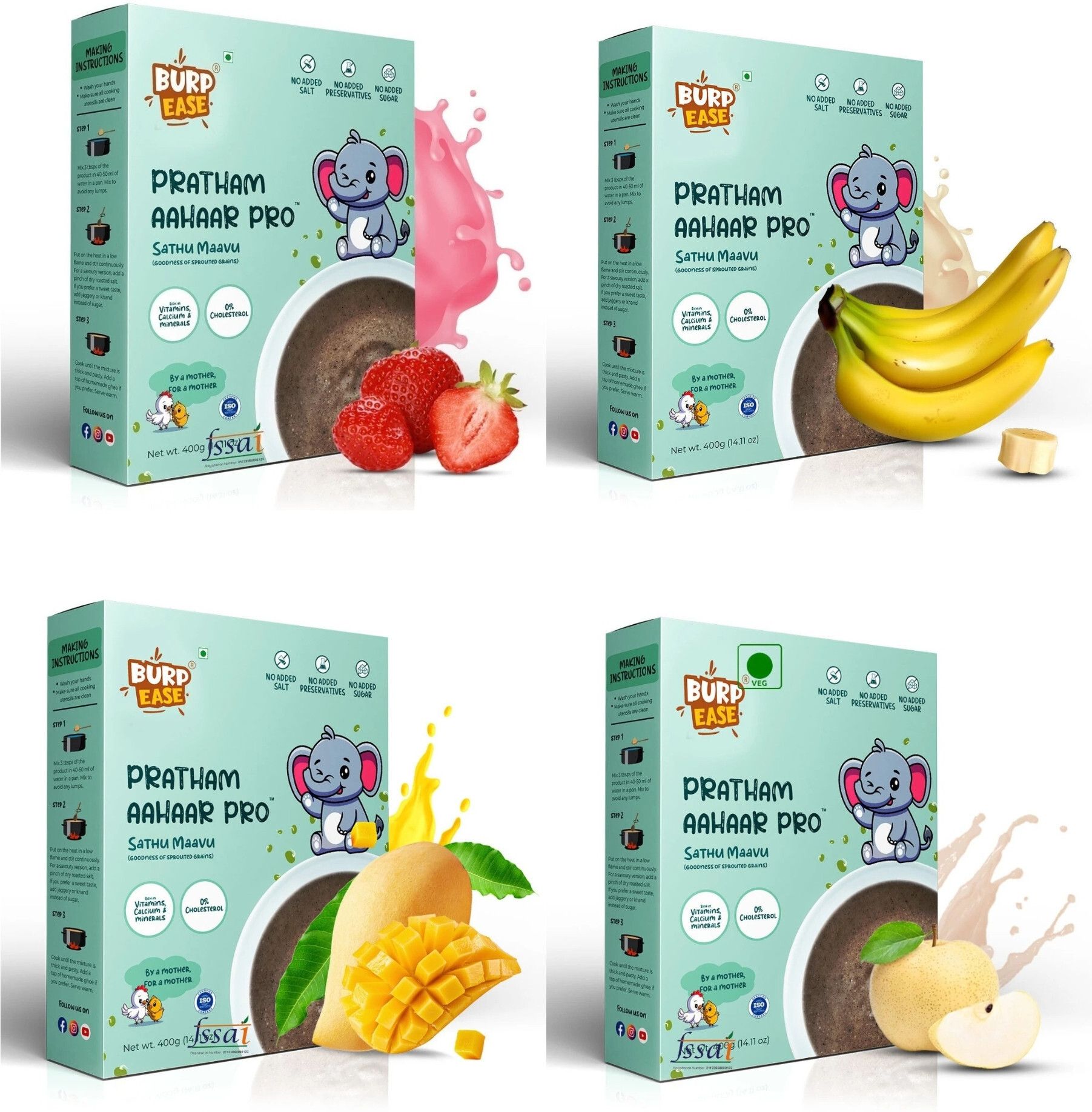 Pratham Aahaar Baby Food No Added Sugar (Mango,Strawberry,Apple,Banana) Cereal-image-31