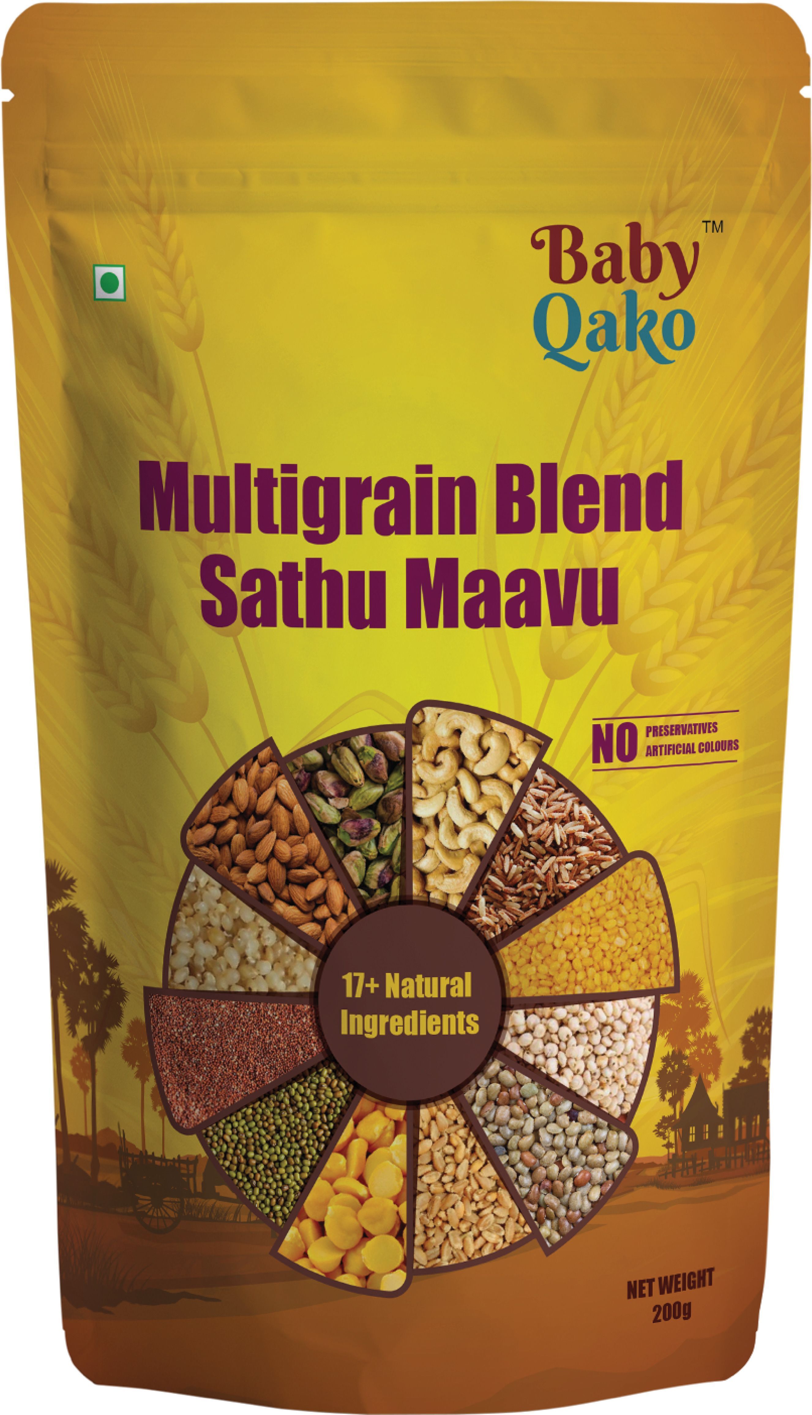 baby qako Multigrain Blend Sathu Maavu | 17+ Ingredients / Natural Health Mix Cereal-picture-21