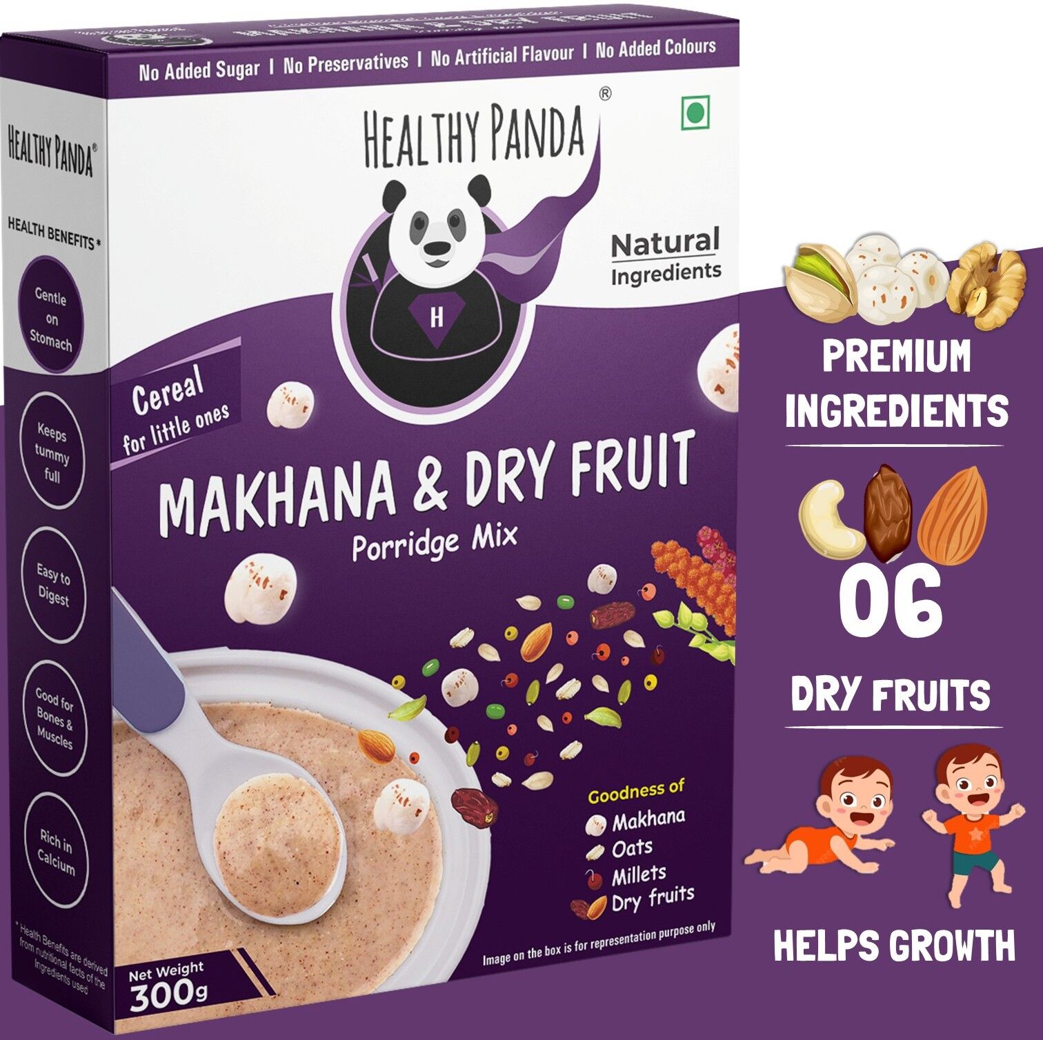 Zero Sugar|300Gm| Makhana & Dry fruits| Baby food|Kids Cerelac|Dates Powder|baby Cereal