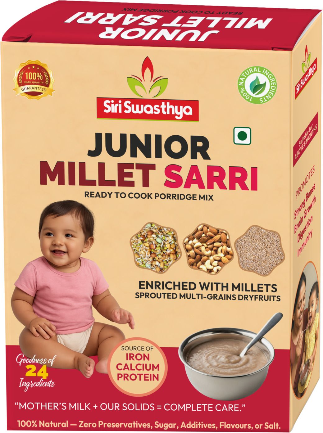 Junior Millet Sarri Baby Cereal (500g) - Natural Solid Food for Infants, Cereal-image-4
