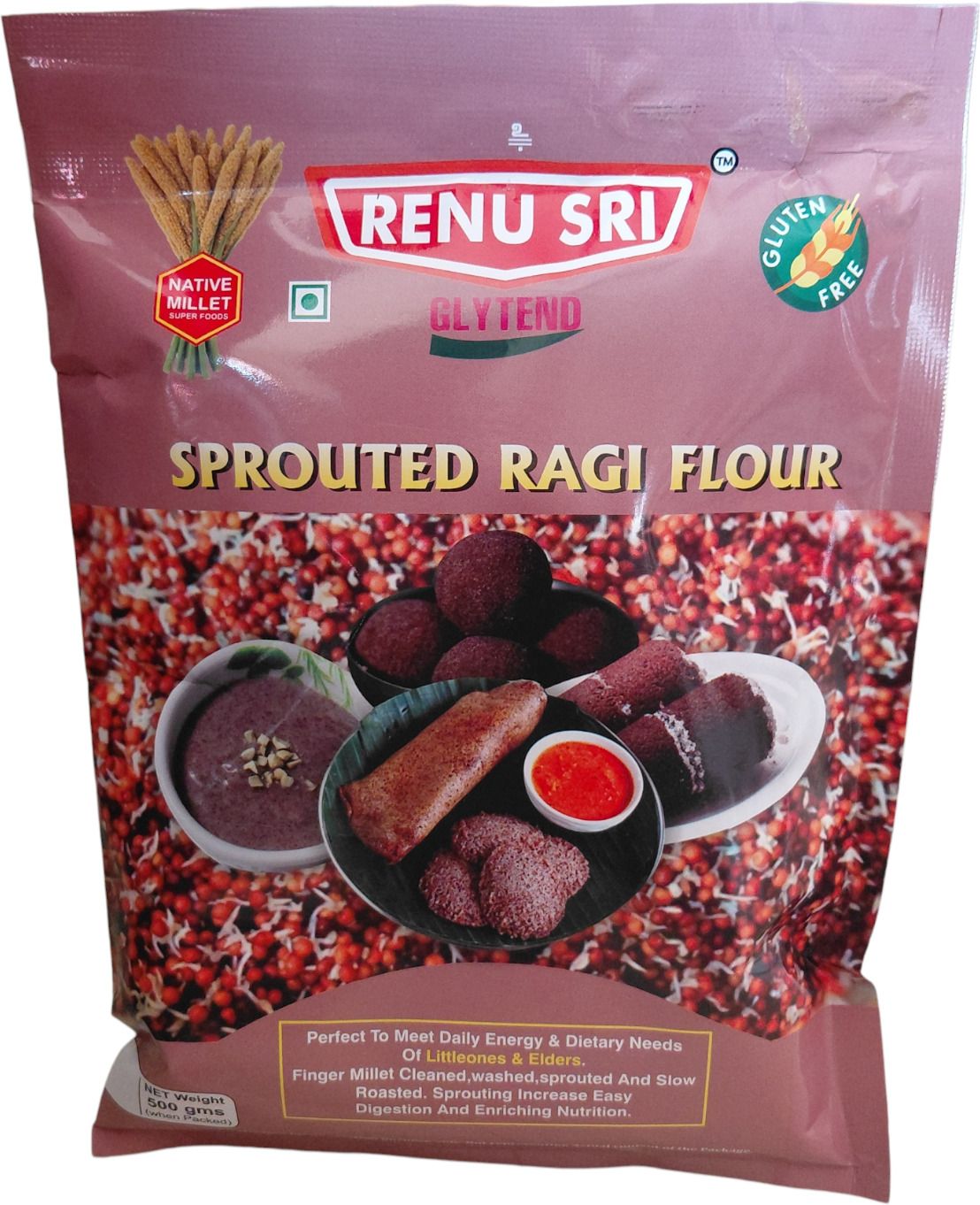 RENU SRI GLYTEND_SPROUTED RAGI POWDER_low flame roasted_500gms Cereal-image-10