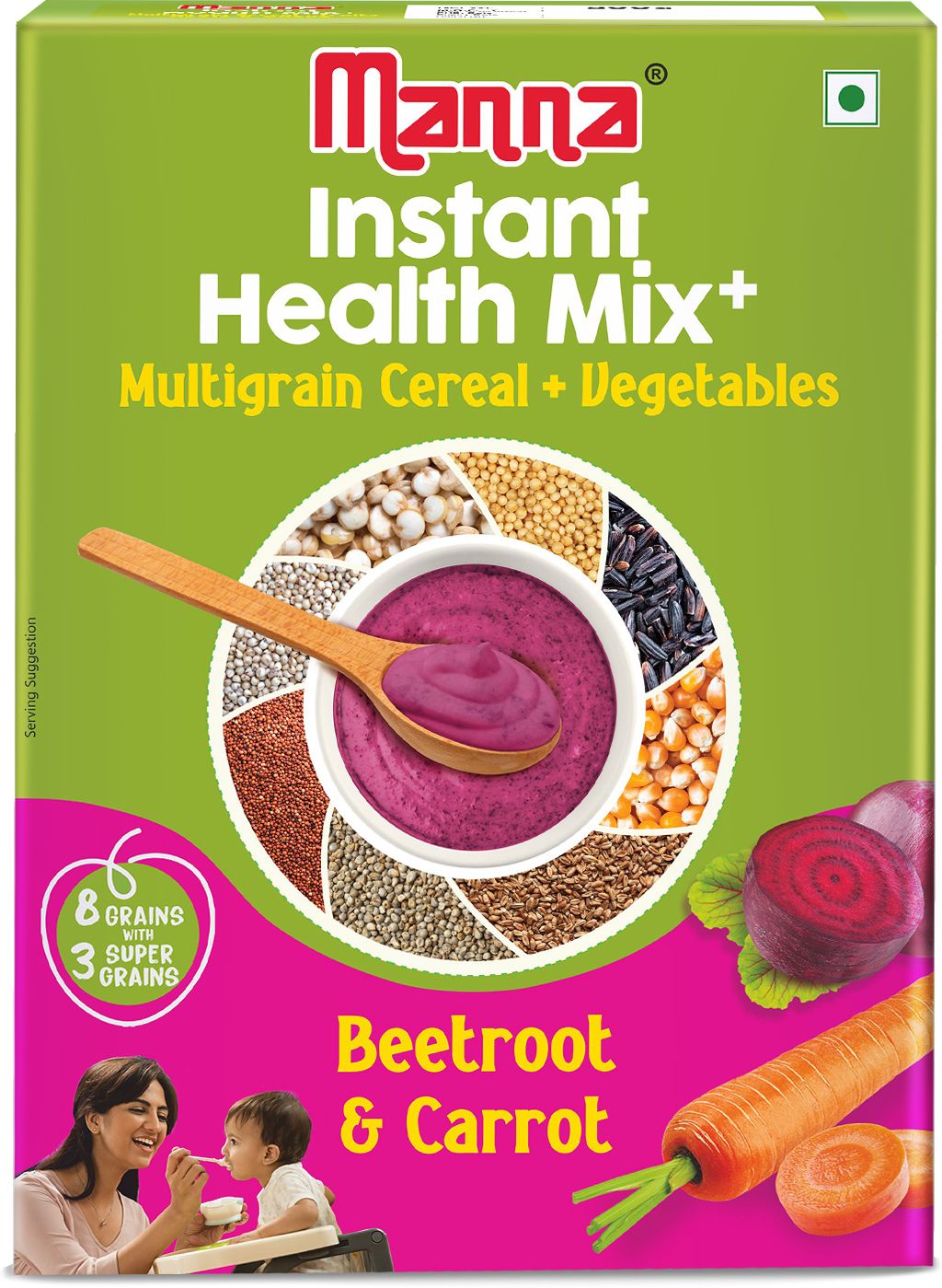 Instant Health Mix+ Multigrain Cereal with Milk, Beetroot & Carrot | 2-6 yr kids Cereal