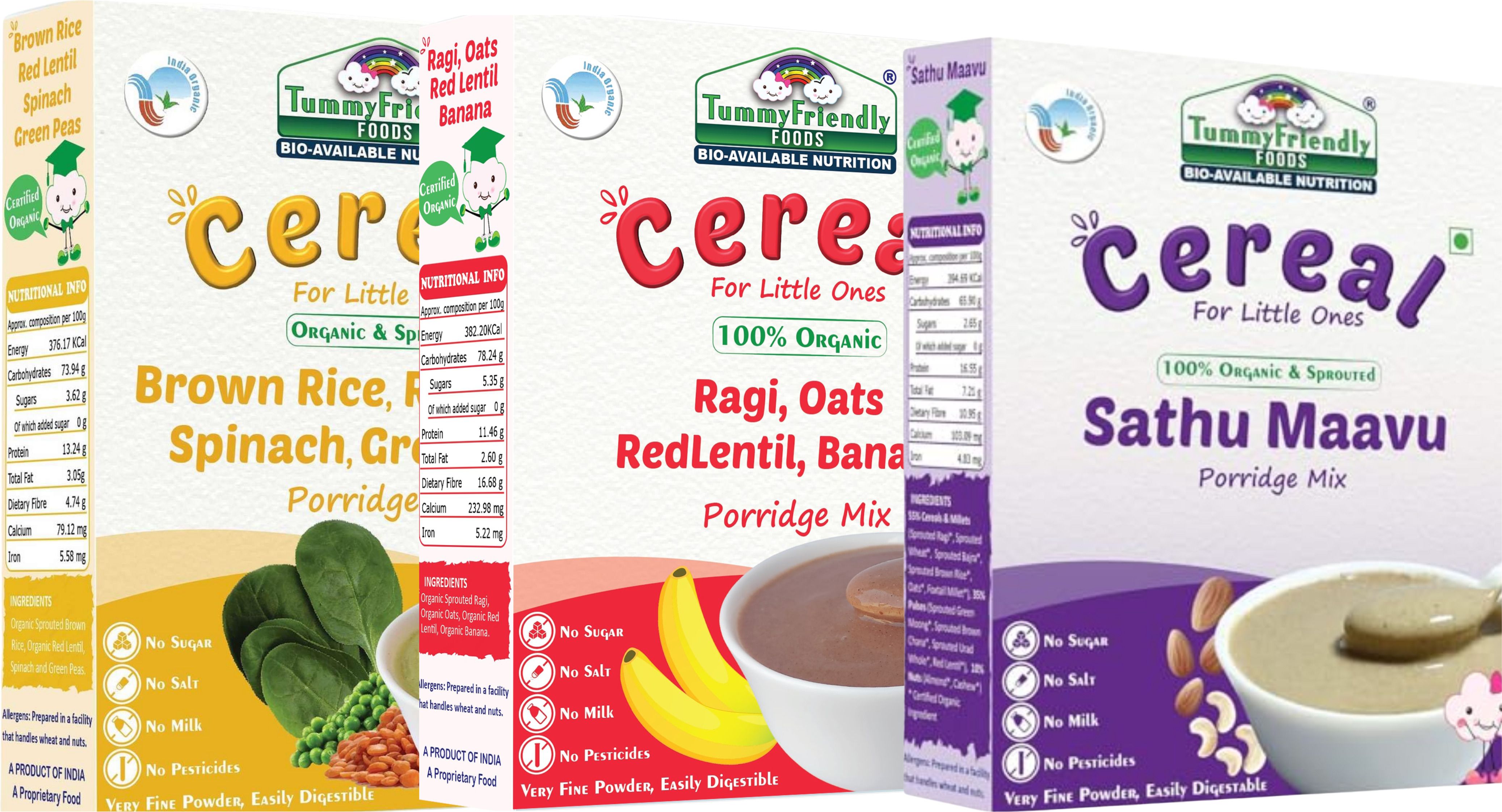 tummyfriendly foods Certified USDA Organic Stage3 Sprouted Porridge Mixes Combo Pack | Organic Baby Food for 8 Months Old | Sprouted Ragi, Brown Rice, Oats, Sathu Maavu, Pulses, Vegetables & Fruit | 200g Each, Cereal-picture-12