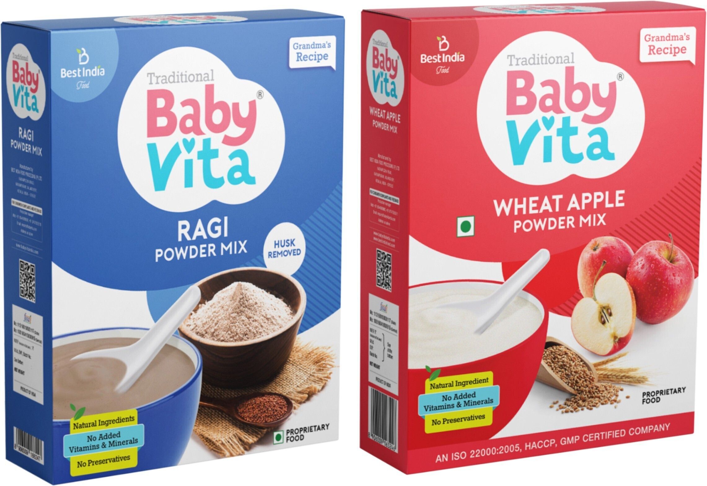 Ragi & Wheat-Apple Powder Mix Combo|No Added Vitamins & Minerals Cereal