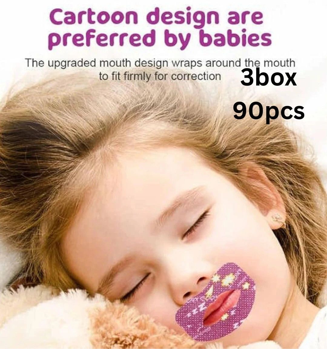 3-pack tape Snore Kids Sleep Strips, 90pcs Mouth Shape purplle Baby Knee Pads