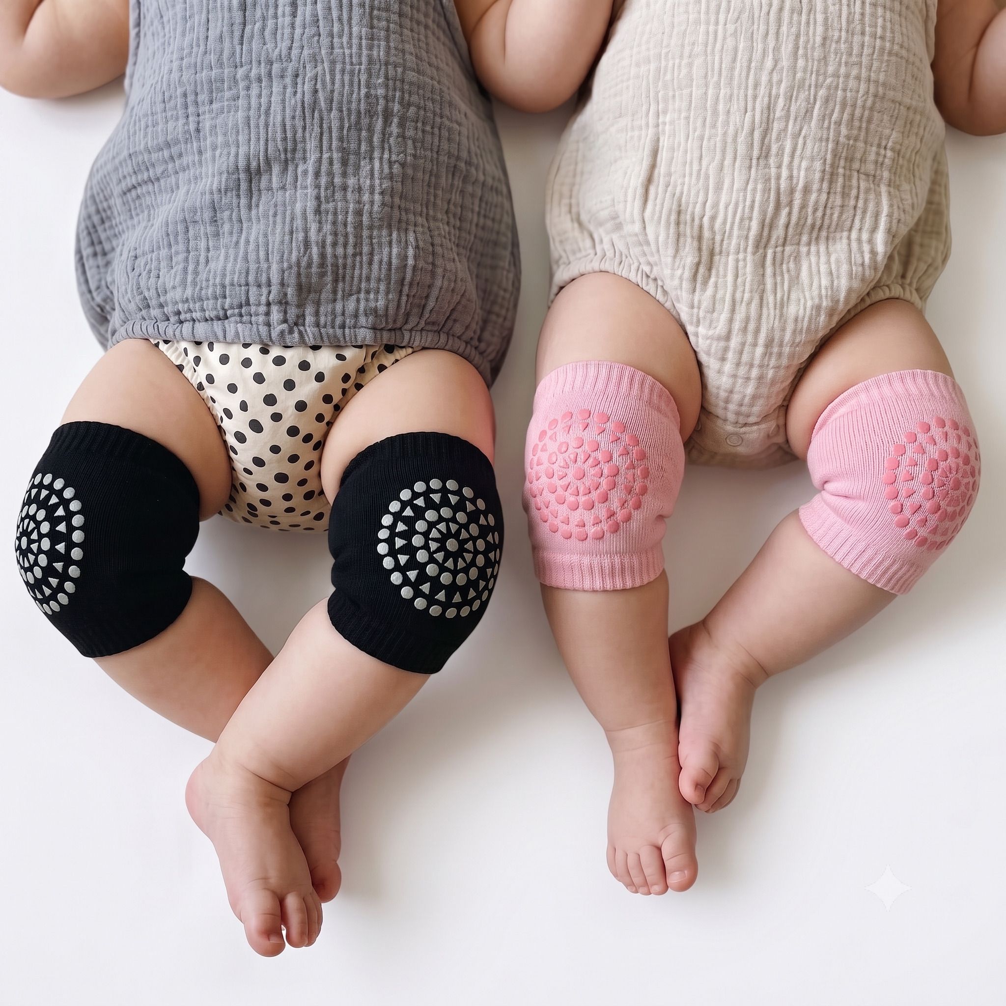 marc trading 2 Pair Baby Knee Pads Anti-Slip Breathable for 6-24 Months Multicolor, Black, Pink, Green, Grey, Blue Baby Knee Pads-picture-14