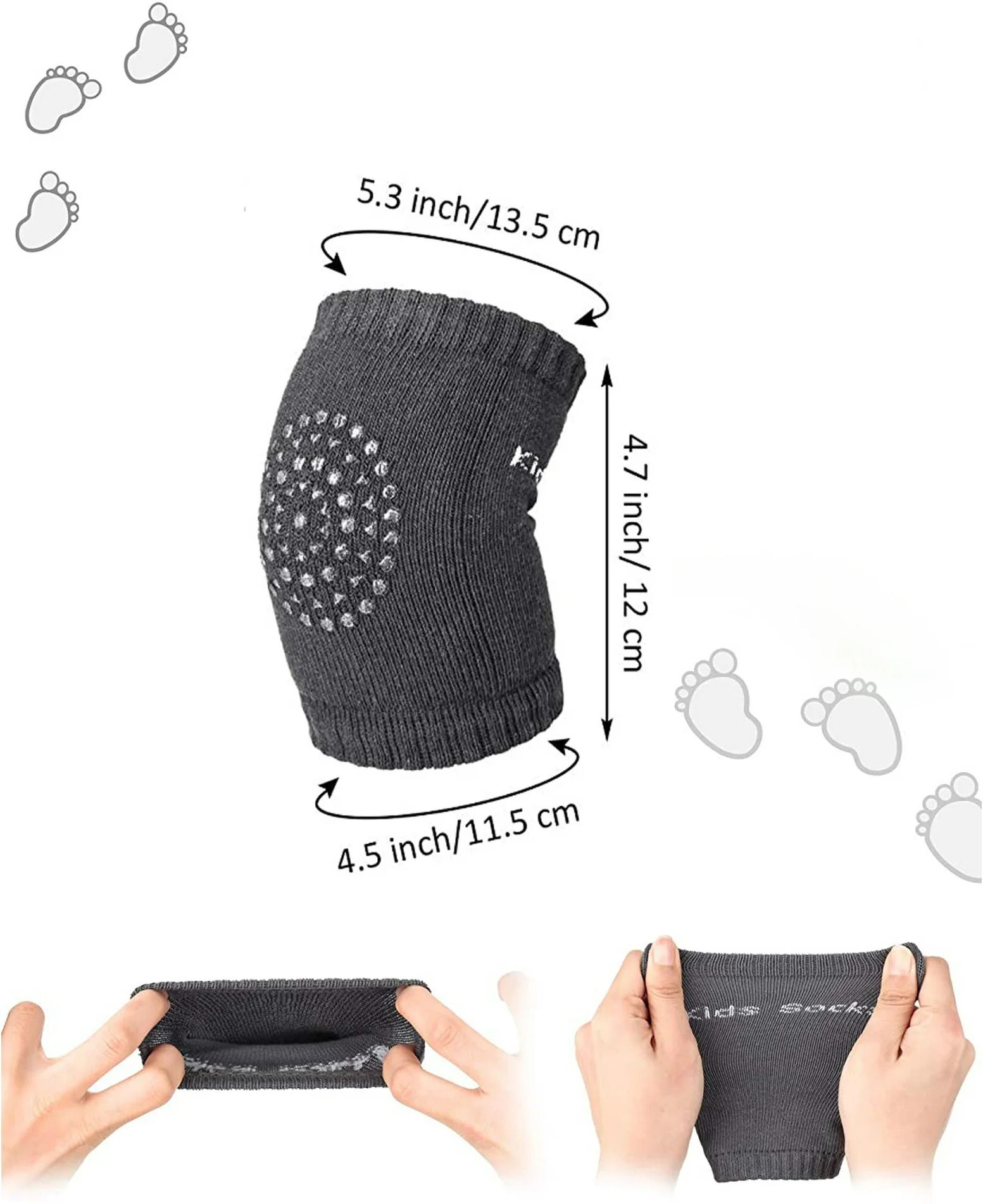 (Set of 2 Pairs) Baby Knee pads for Crawling, Anti-Slip Padded Stretchable Elastic Cotton Soft Breathable Comfortable Knee Cap Elbow Safety Protector Jet Black, Smoke Grey, Charcoal Grey, Baby Pink, Dark Blue, Red Baby Knee Pads (Ultra protection) Multicolor Baby Knee Pads-image-24