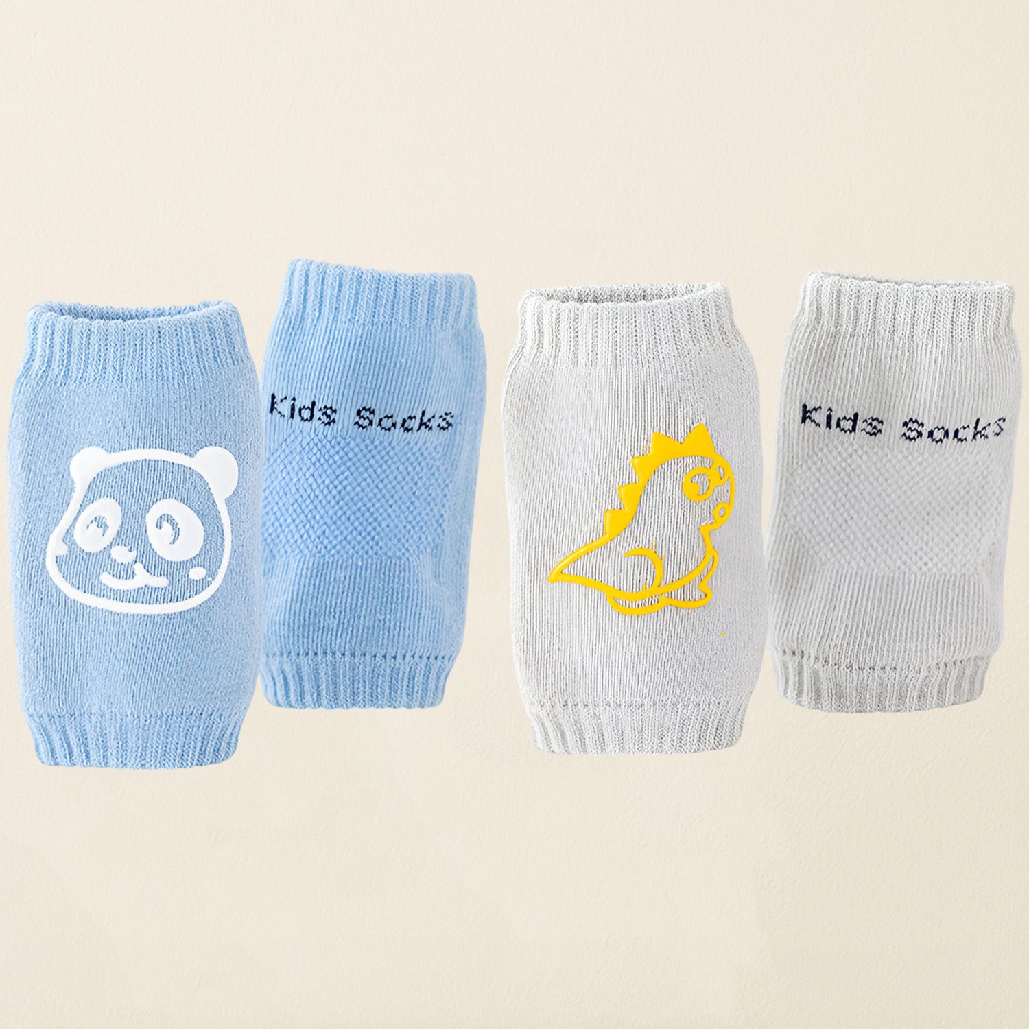 syga Soft Cotton Baby Knee Protectors – Set of 2 with Fun Cartoon (Grey, Blue) Multicolor Baby Knee Pads-picture-13