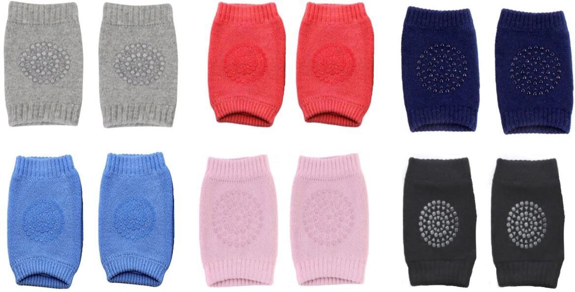 Baby Knee Elbow Pads Stretchable Anti-Slip Cotton Comfortable Pads For Crawling MULTI-COLOR(PACK OF 6) Baby Knee Pads-image-2