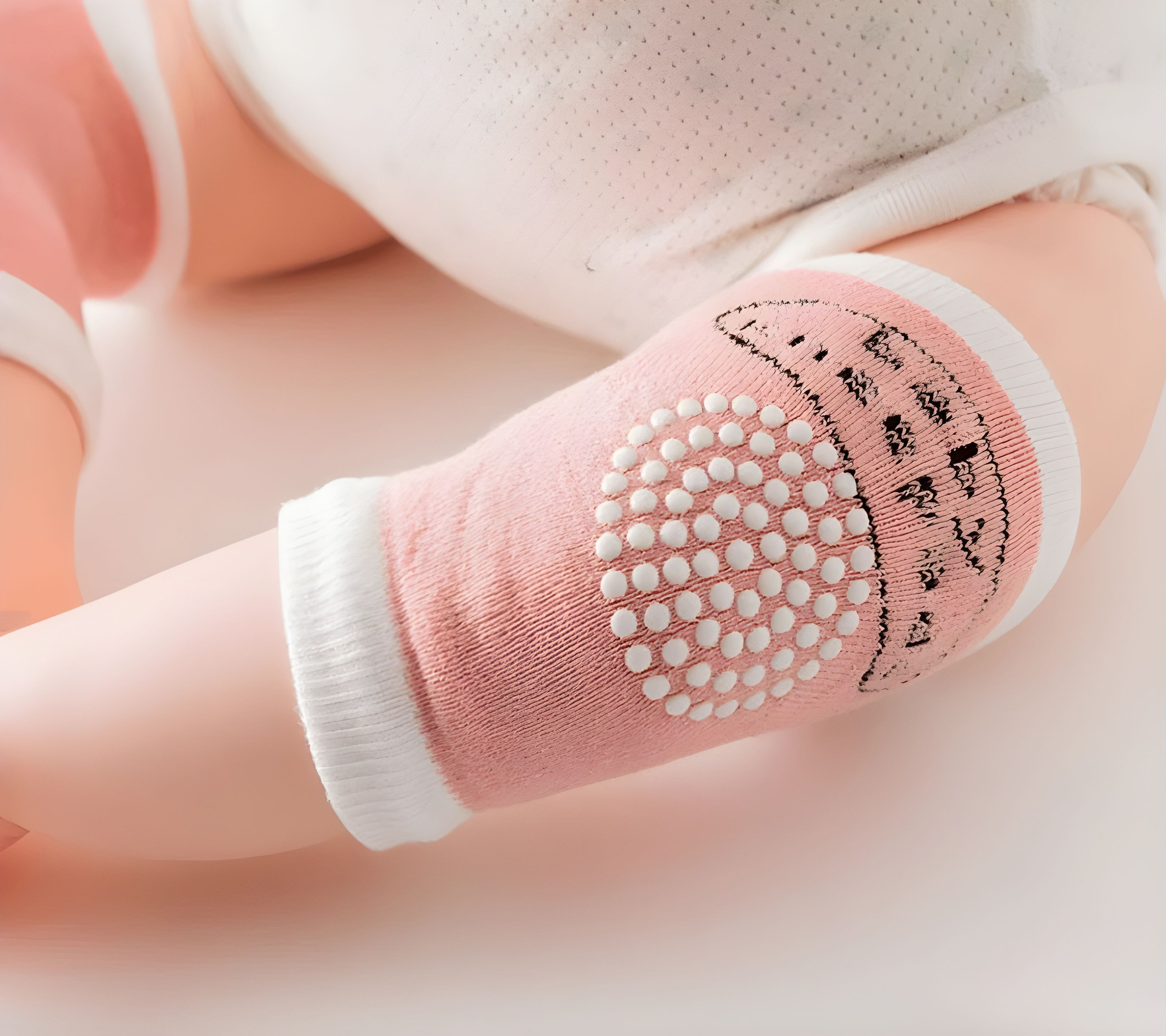 Baby Knee and Elbow Socks Anti-Slip Stretchable Elastic Soft Cotton (2 Pair) Pink Baby Knee Pads-image-27