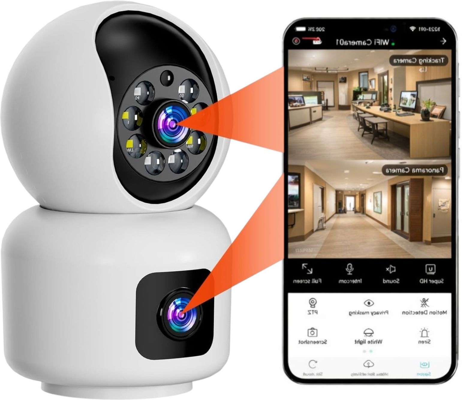 WiFi Dual Lens CCTV Camera for ing with Two Way Audio Celling Mount , Wall Mount Baby Monitor-image-1