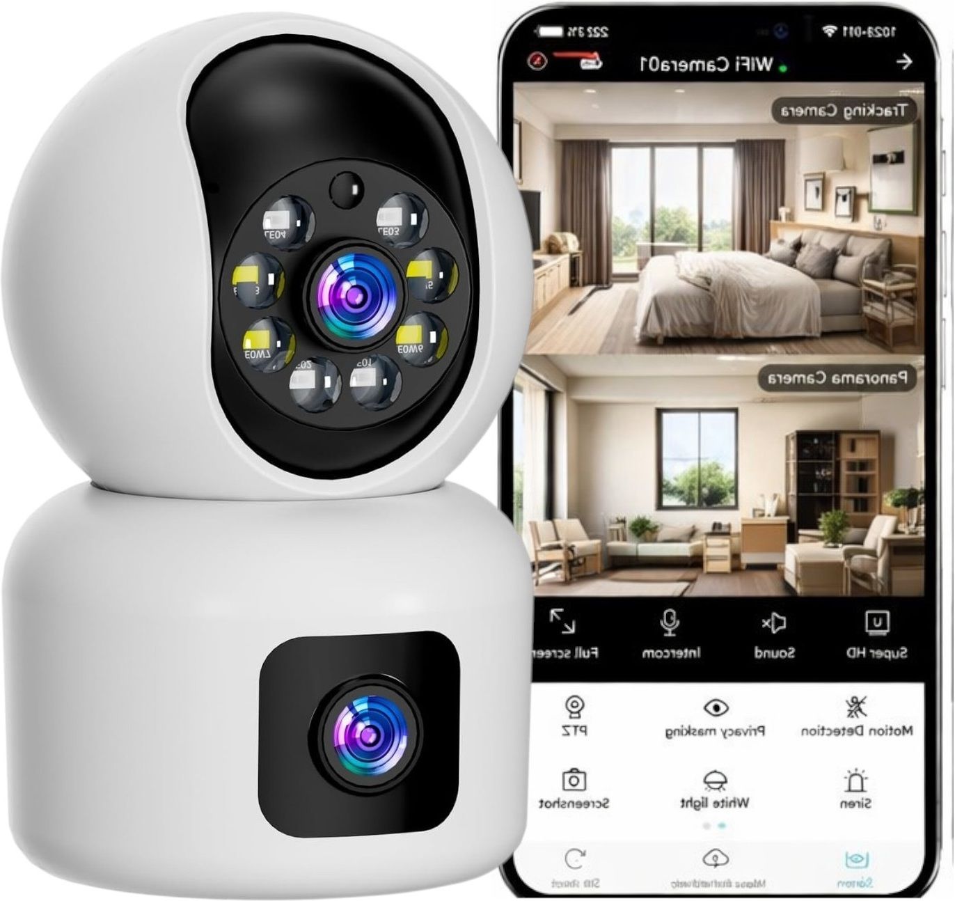 Indoor Security Camera with WiFi Dual Lens Remote Mobile Monitoring Celling Mount , Wall Mount Baby Monitor-image-31