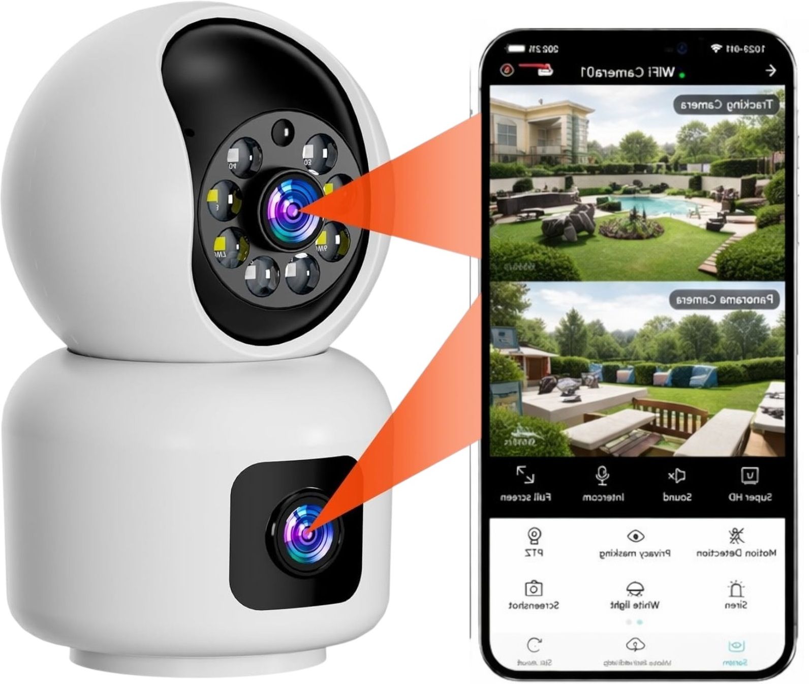 Smart CCTV Camera WiFi Dual Lens with Mobile App Support Celling Mount , Wall Mount Baby Monitor-image-42