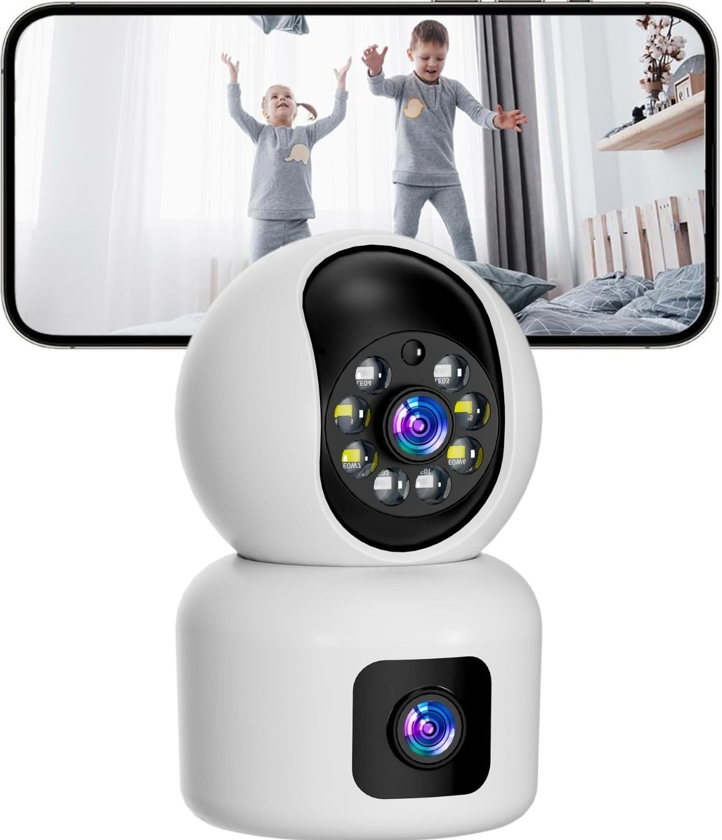 sropx Smart WiFi Dual Lens CCTV Camera with Night Vision Two Way Audio Celling Mount , Wall Mount Baby Monitor-picture-25