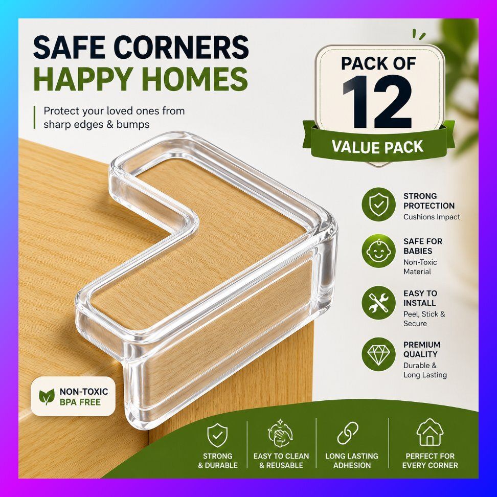 12 PCS Soft Silicone Corner Protectors for Baby Safety Wood Shock Absorbing-image-19