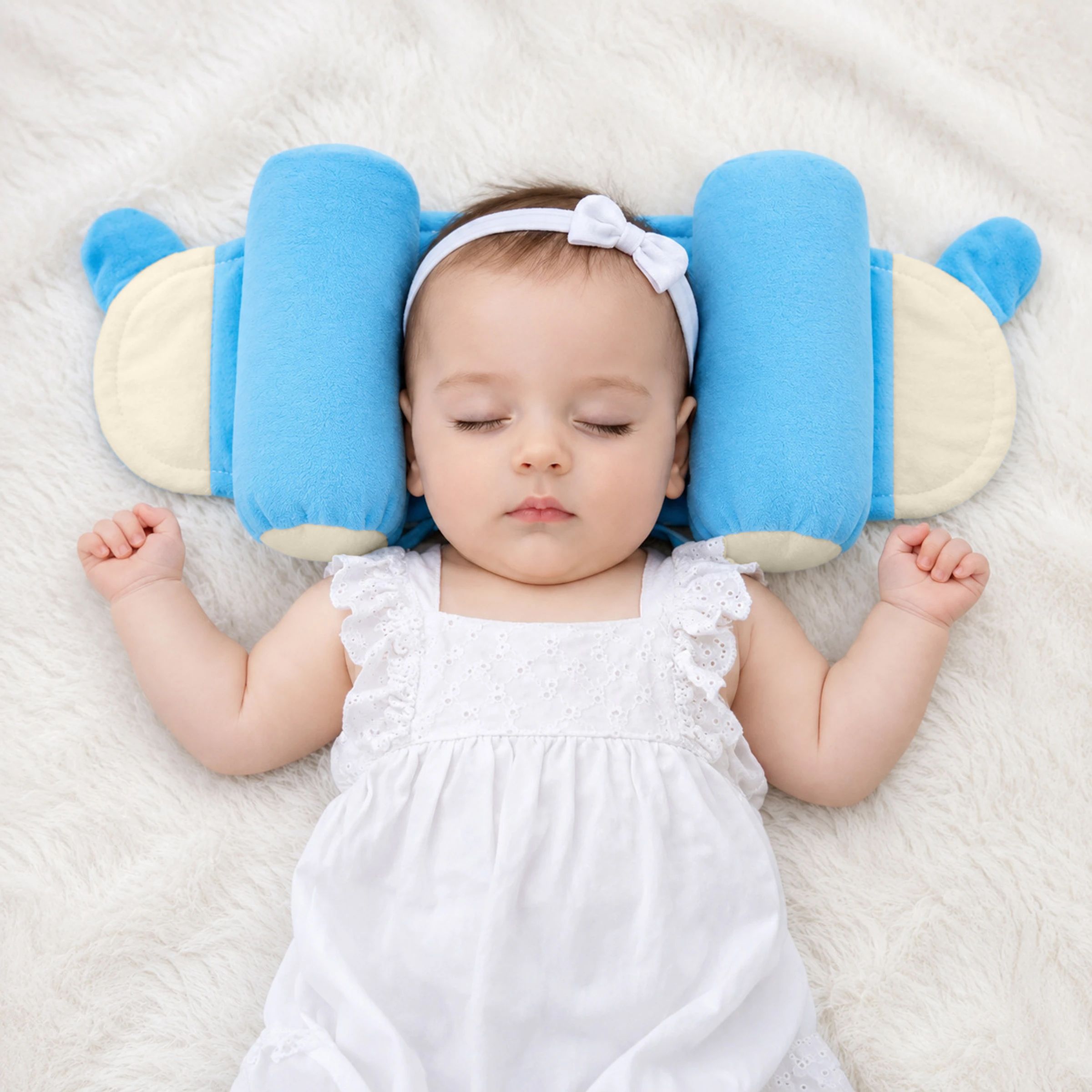 synlark Baby Adjustable Slider Pillow with Side Cushion Anti Roll Pillow for unisex baby-picture-29