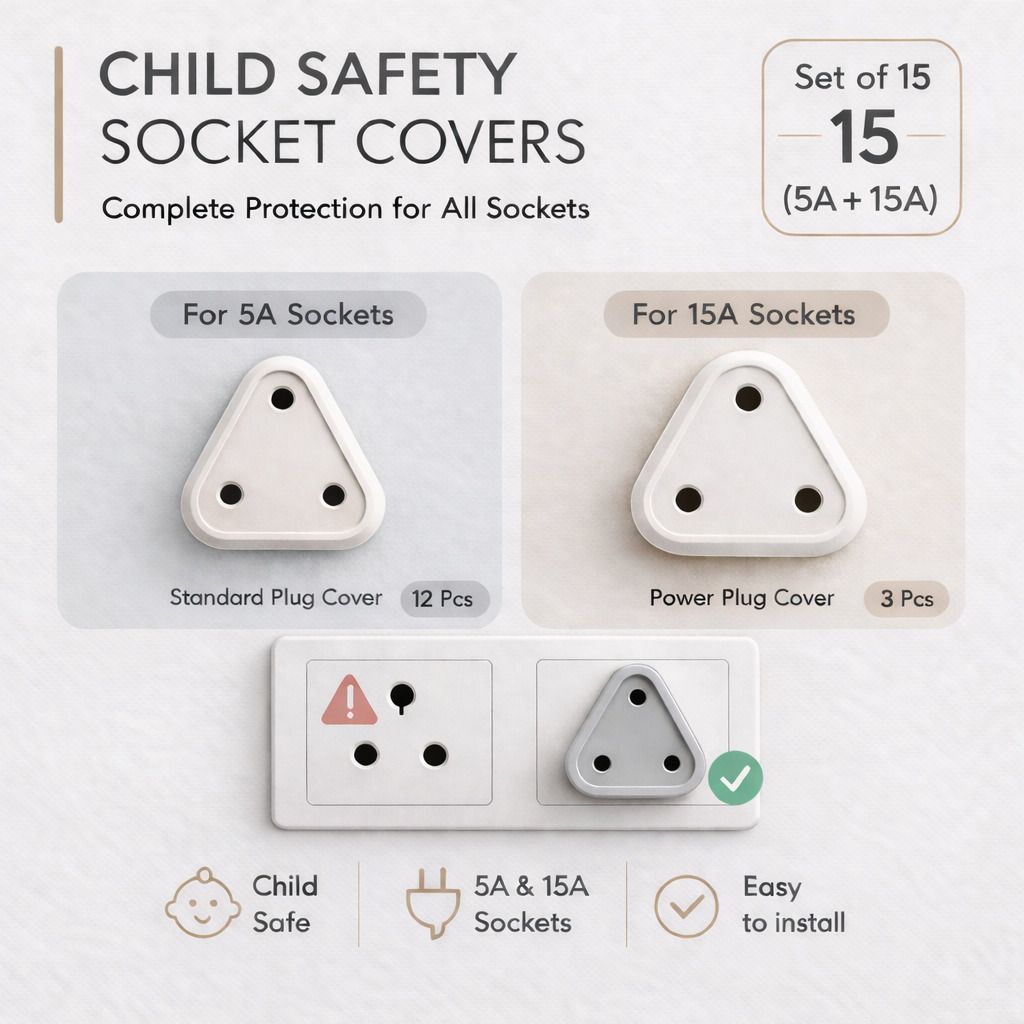 Baby Safety Socket Covers | 15 Pcs | Fits 5A & 15A Sockets-image-2