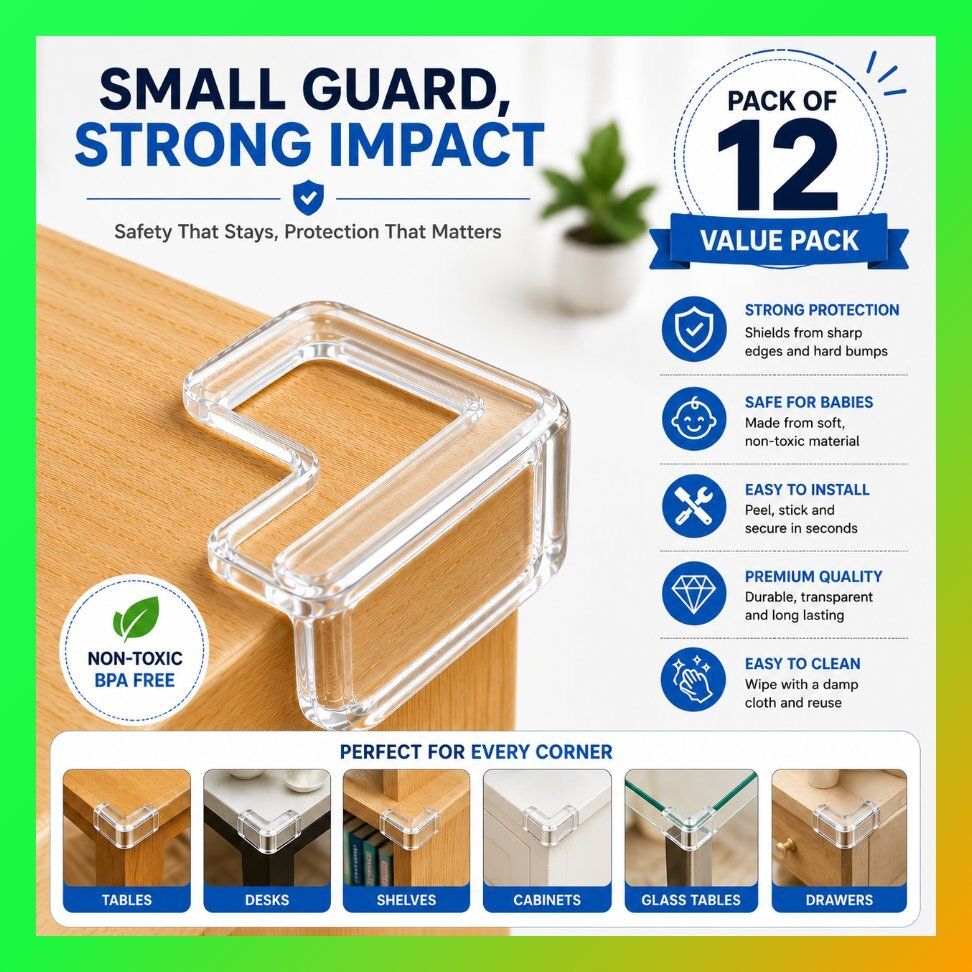 awero 12 PCS Clear Silicone Corner Protectors for Table Safety Marble Reusable-picture-22