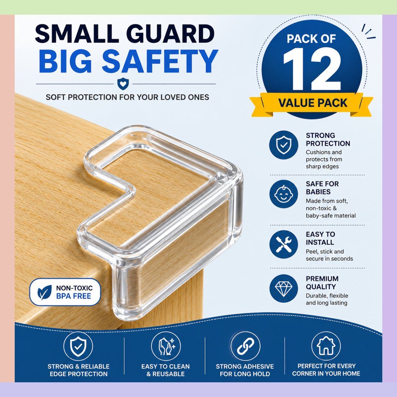 12 PCS Clear Silicone Corner Protectors for Toddler Safety Table-image-4