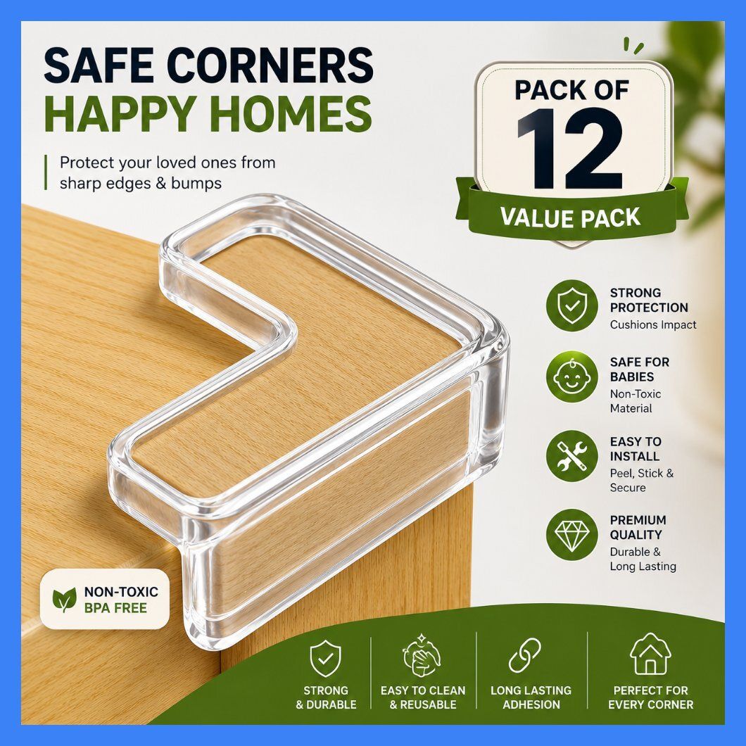 awero 12 PCS Transparent Silicone Corner Guards for Baby Proof Shelf-picture-17