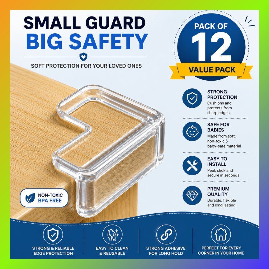 12 PCS Transparent Silicone Corner Protectors for Toddler Safety Wood-image-6