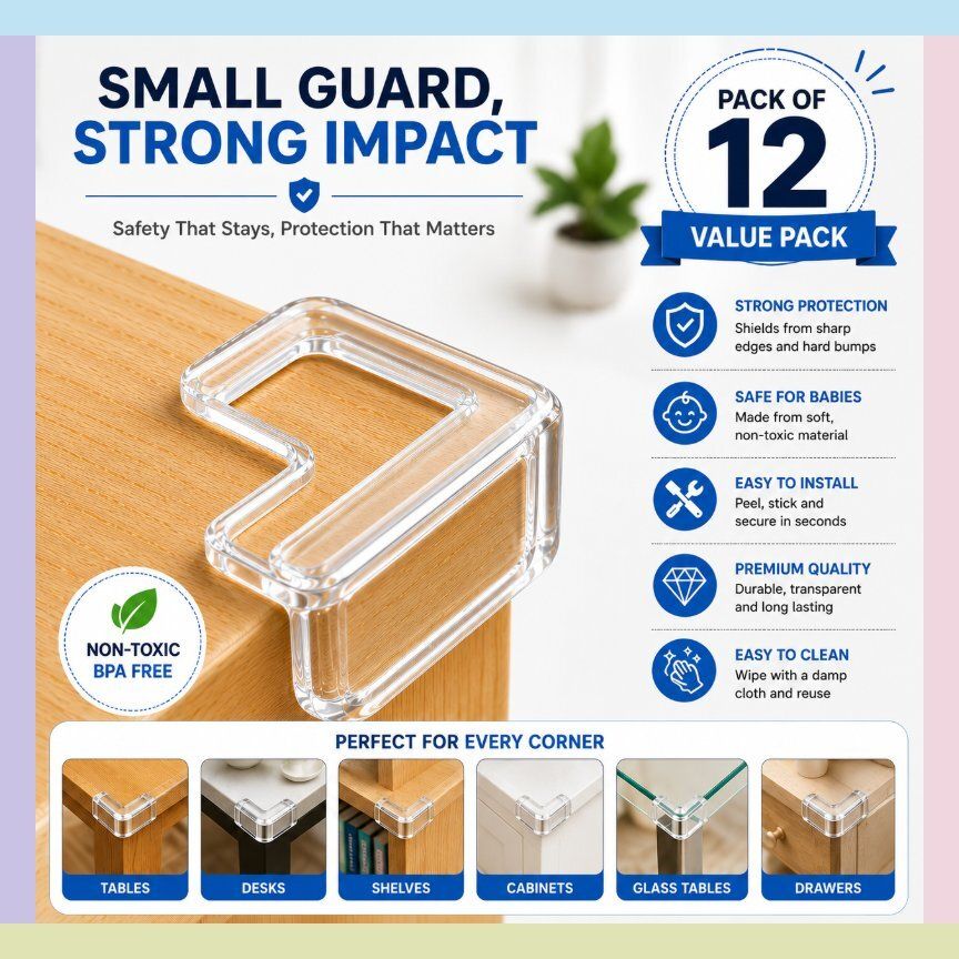 12 PCS Clear Silicone Corner Protectors for Baby Proofing Marble Easy Install-image-4