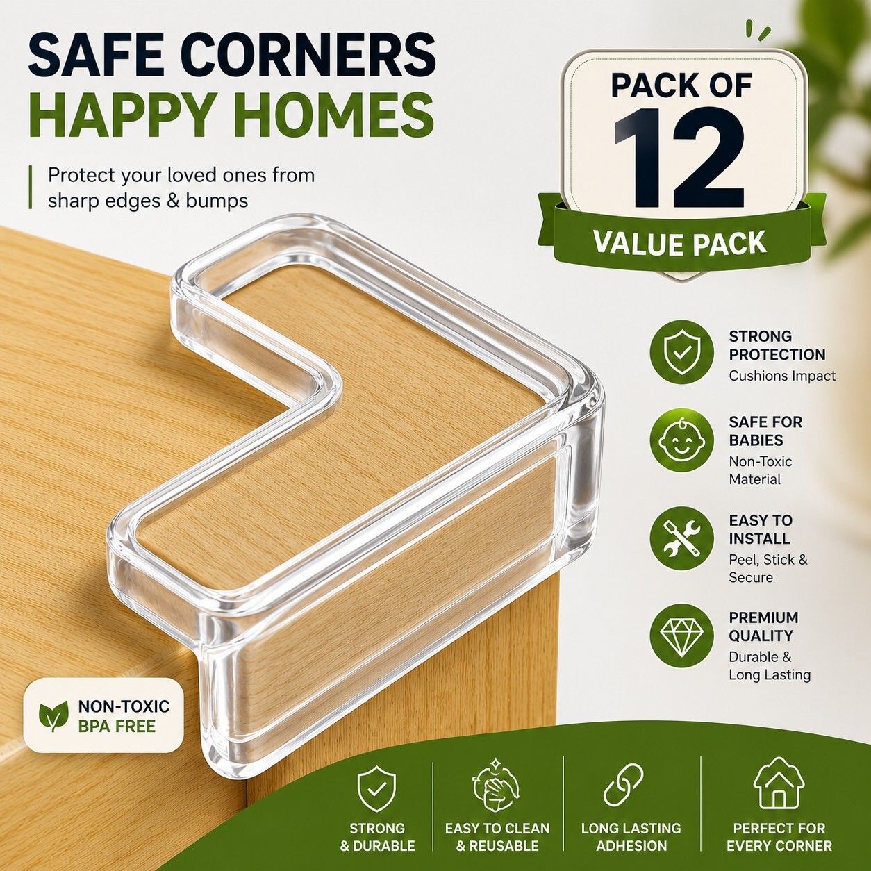 awero 12 PCS Durable Silicone Corner Protectors for Baby Safety Wood Easy Install-picture-12