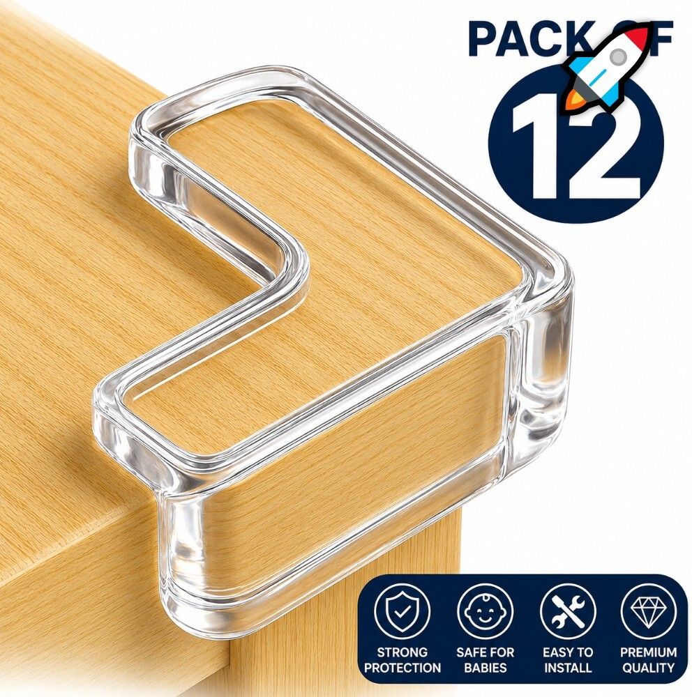 12 PCS Transparent Silicone Corner Guards for Toddler Safety Table-image-5
