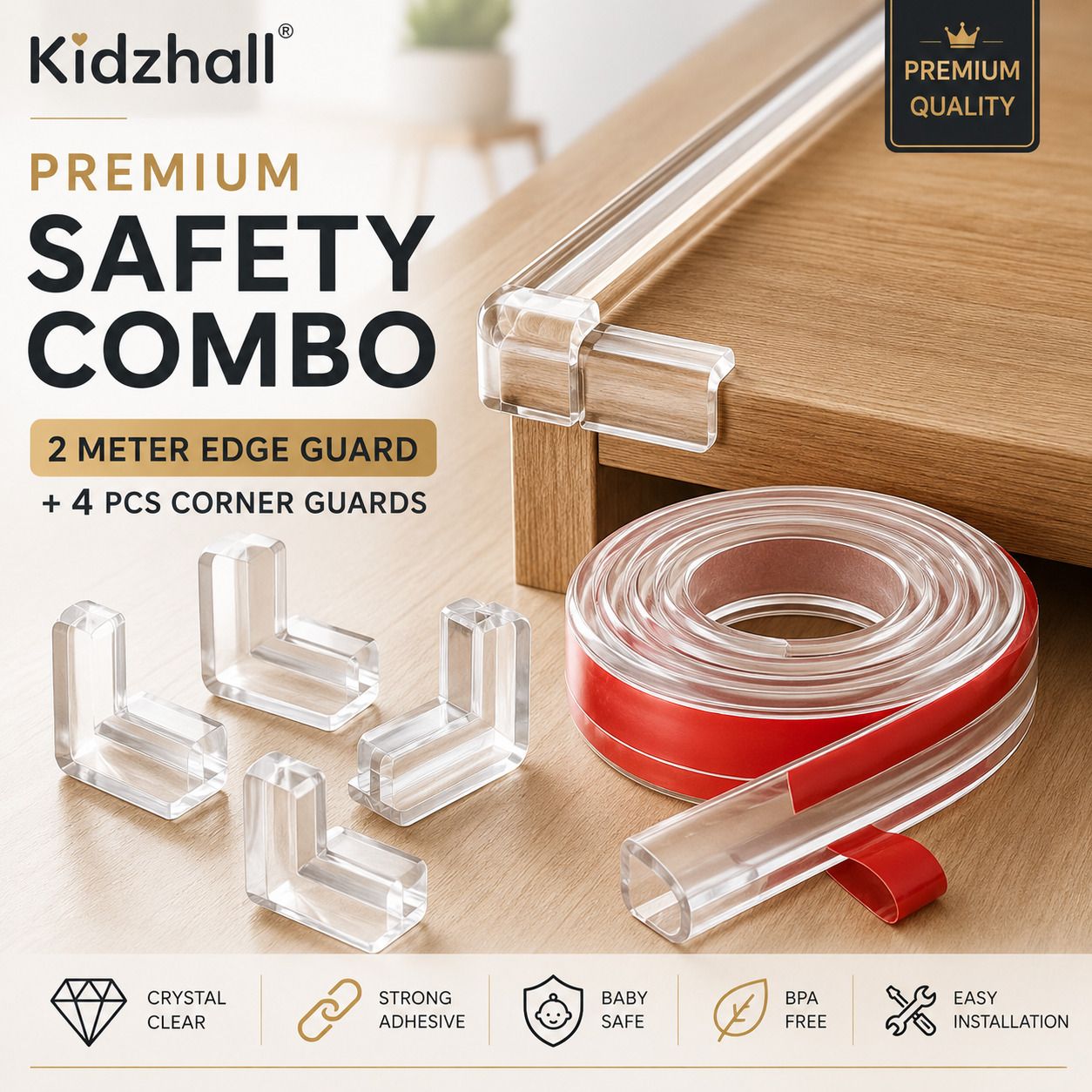 2 Meter Edge+4Corner Edge Protector, Baby Proofing Edge Protector Strip for Kids-image-33