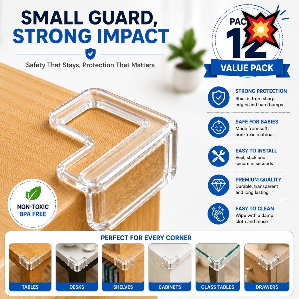 12 PCS Transparent Silicone Corner Guards for Kids Safety Home-image-32