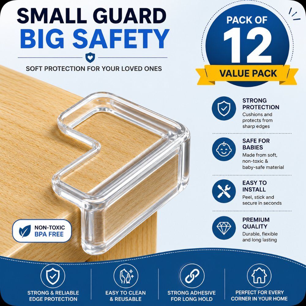 12 PCS Soft Silicone Corner Protectors for Child Safety Desk Strong Adhesive-image-36